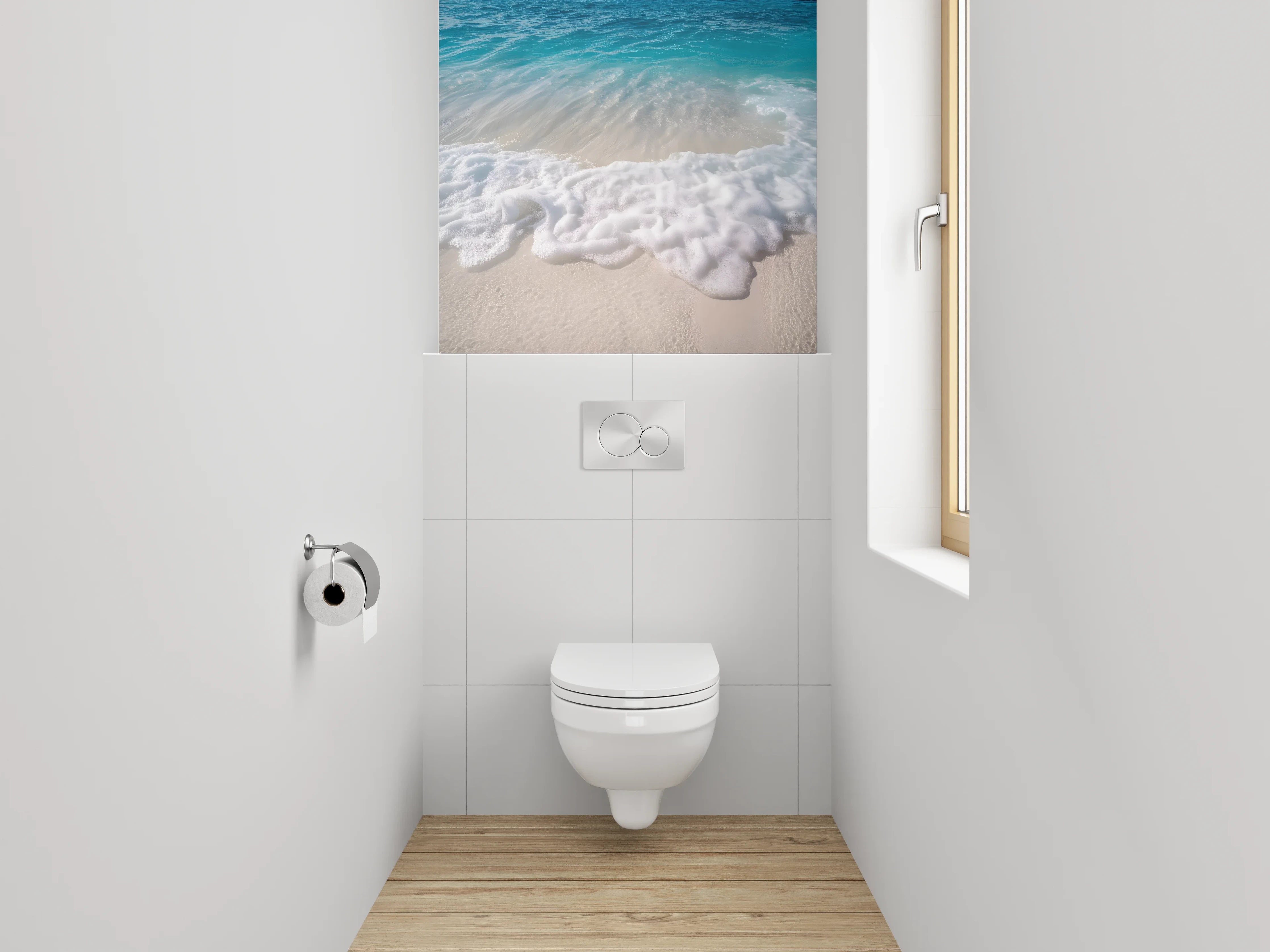 WC-Rückwand - Meereswelle am Sandstrand – Ocean Art