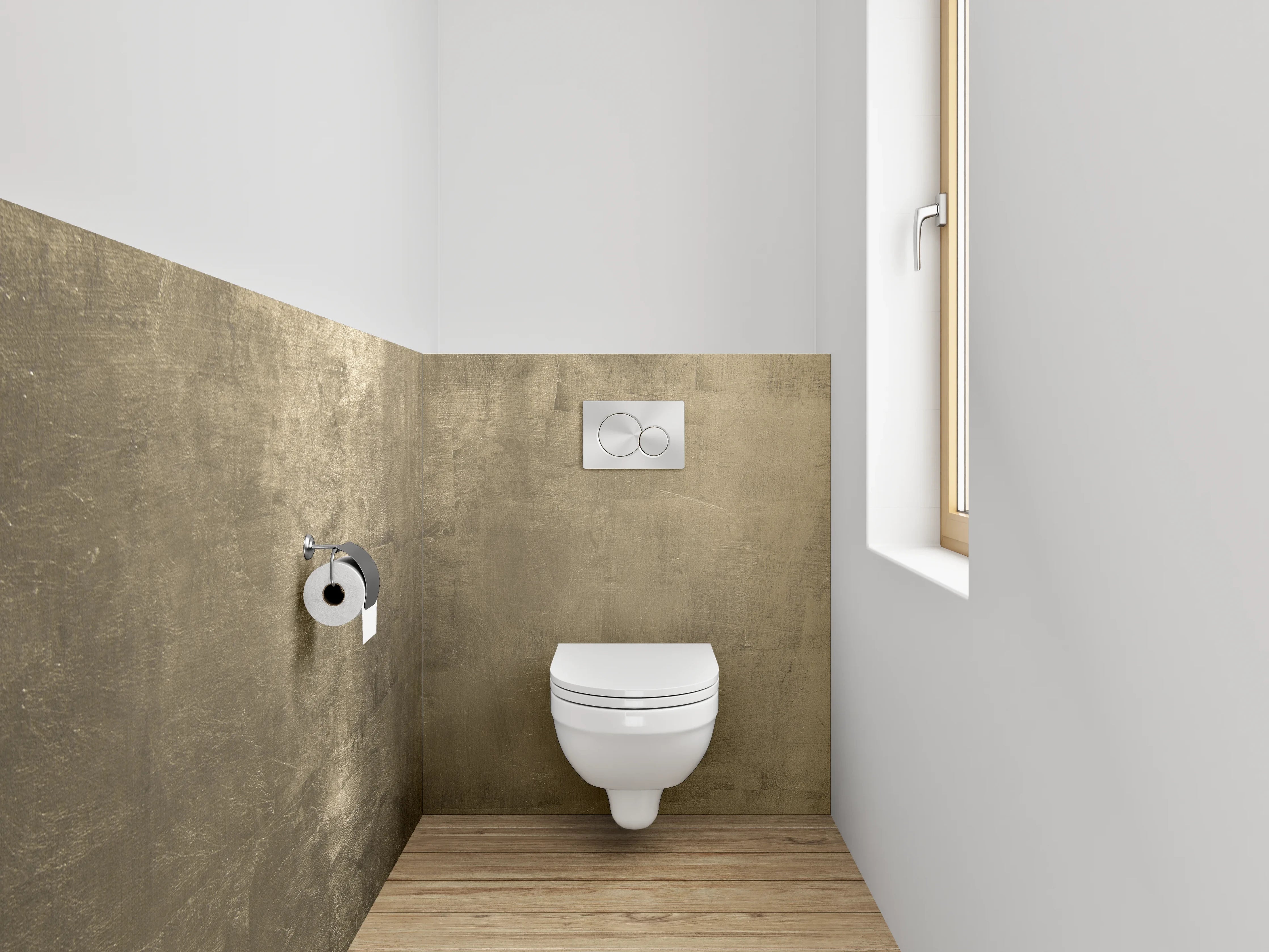 WC-Rückwand - Metallisch goldene Struktur-Optik