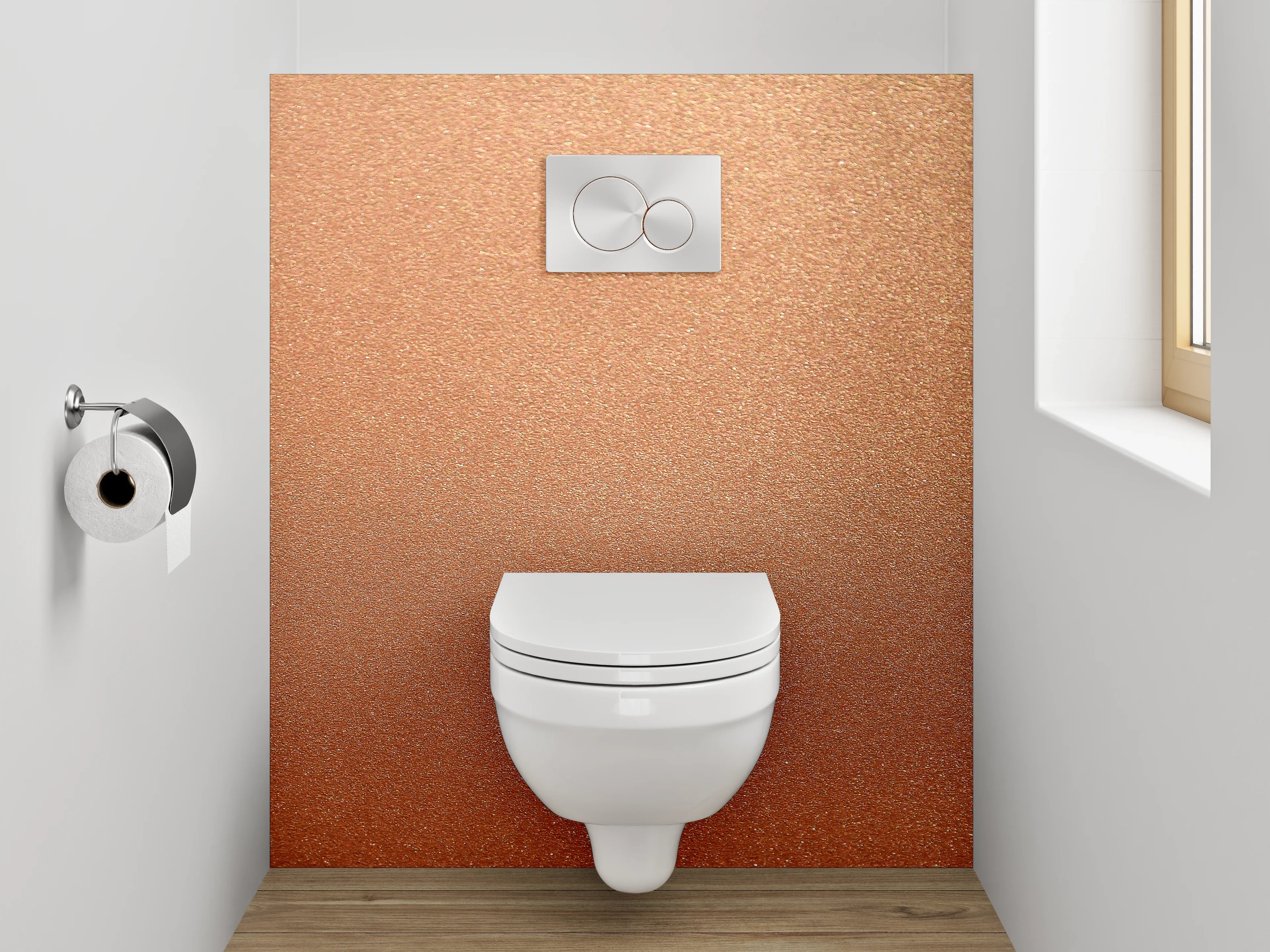 WC-Rückwand - Metallisch schimmernde Kupfer-Optik
