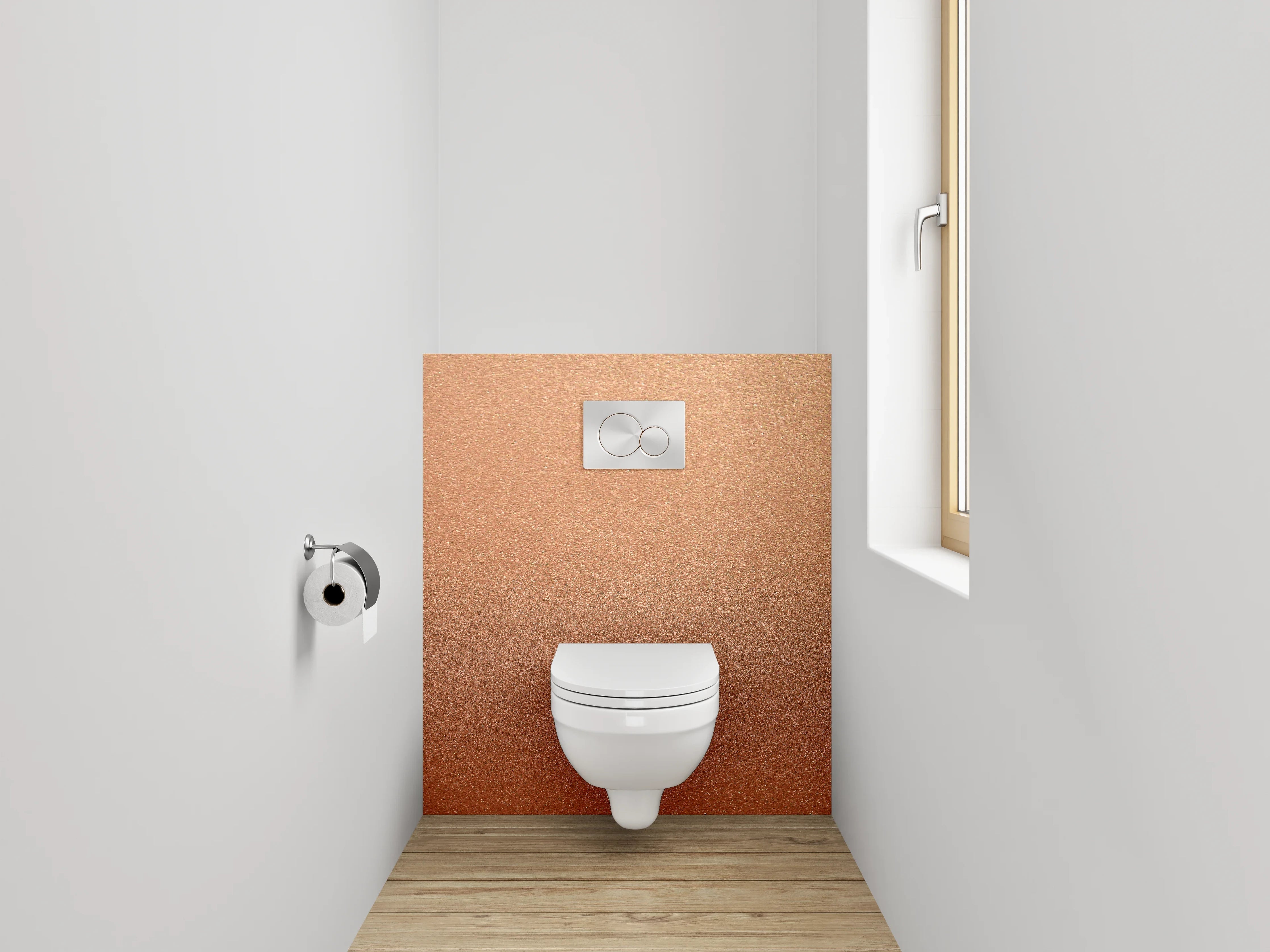 WC-Rückwand - Metallisch schimmernde Kupfer-Optik