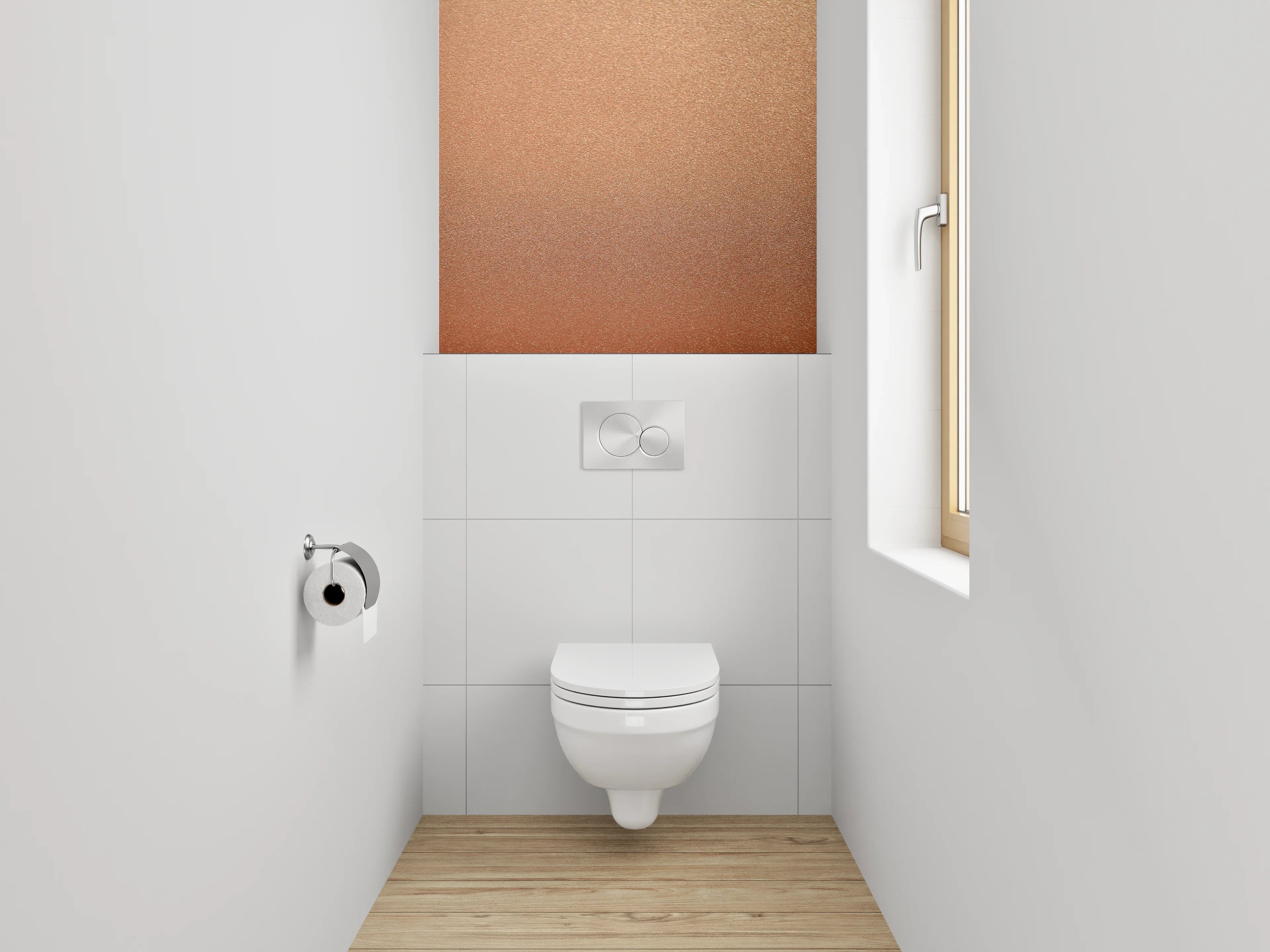 WC-Rückwand - Metallisch schimmernde Kupfer-Optik