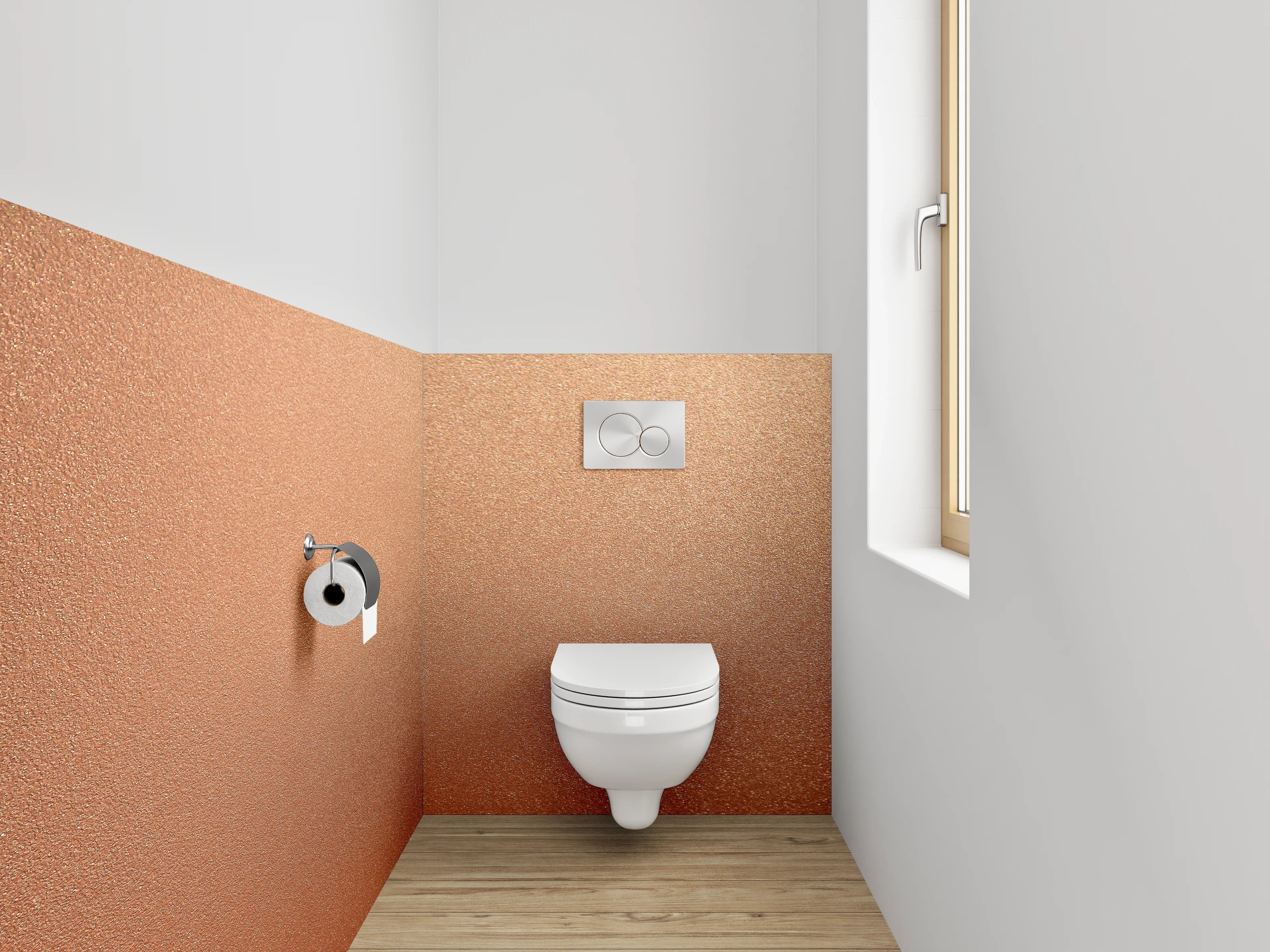 WC-Rückwand - Metallisch schimmernde Kupfer-Optik