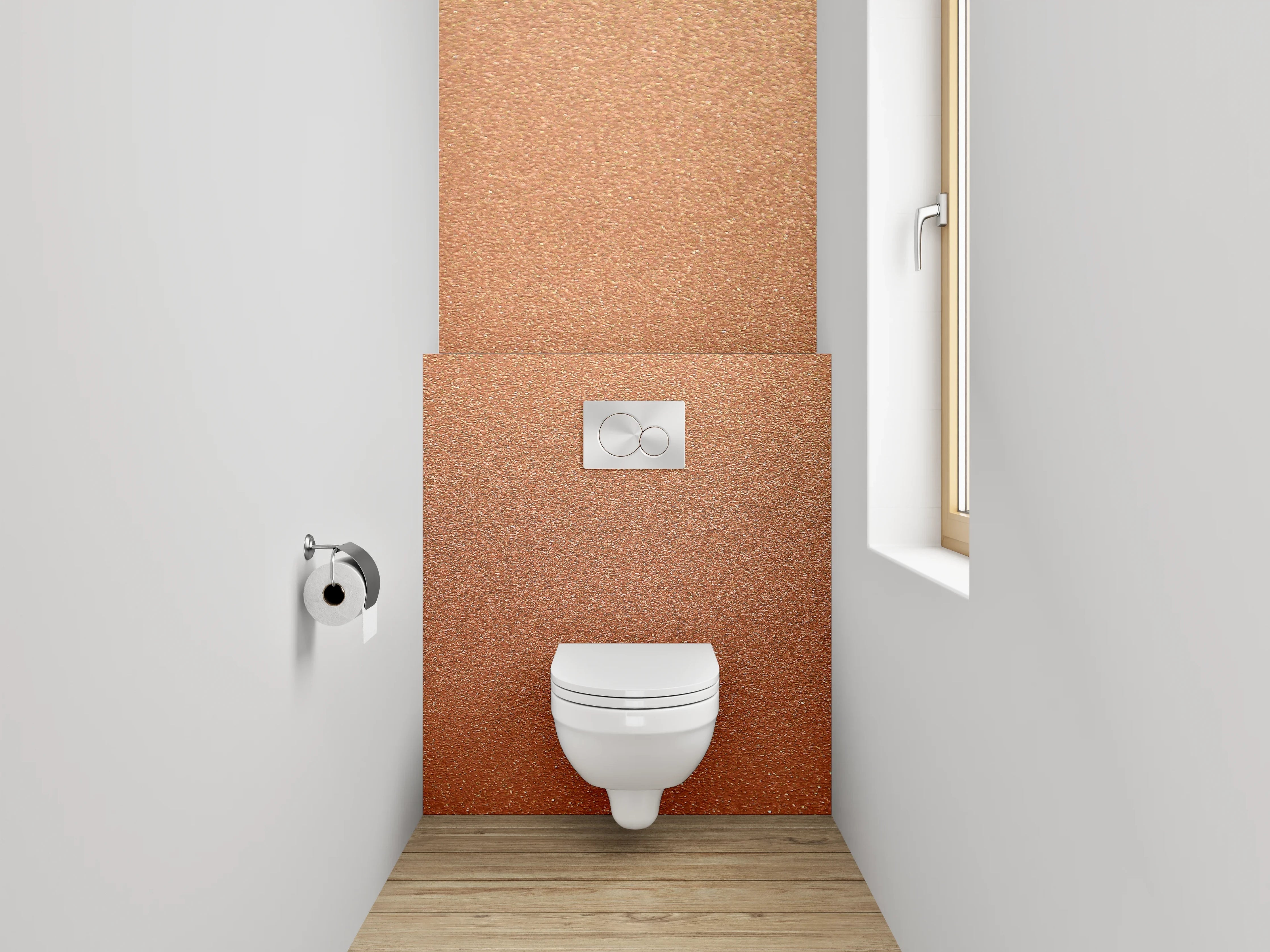 WC-Rückwand - Metallisch schimmernde Kupfer-Optik