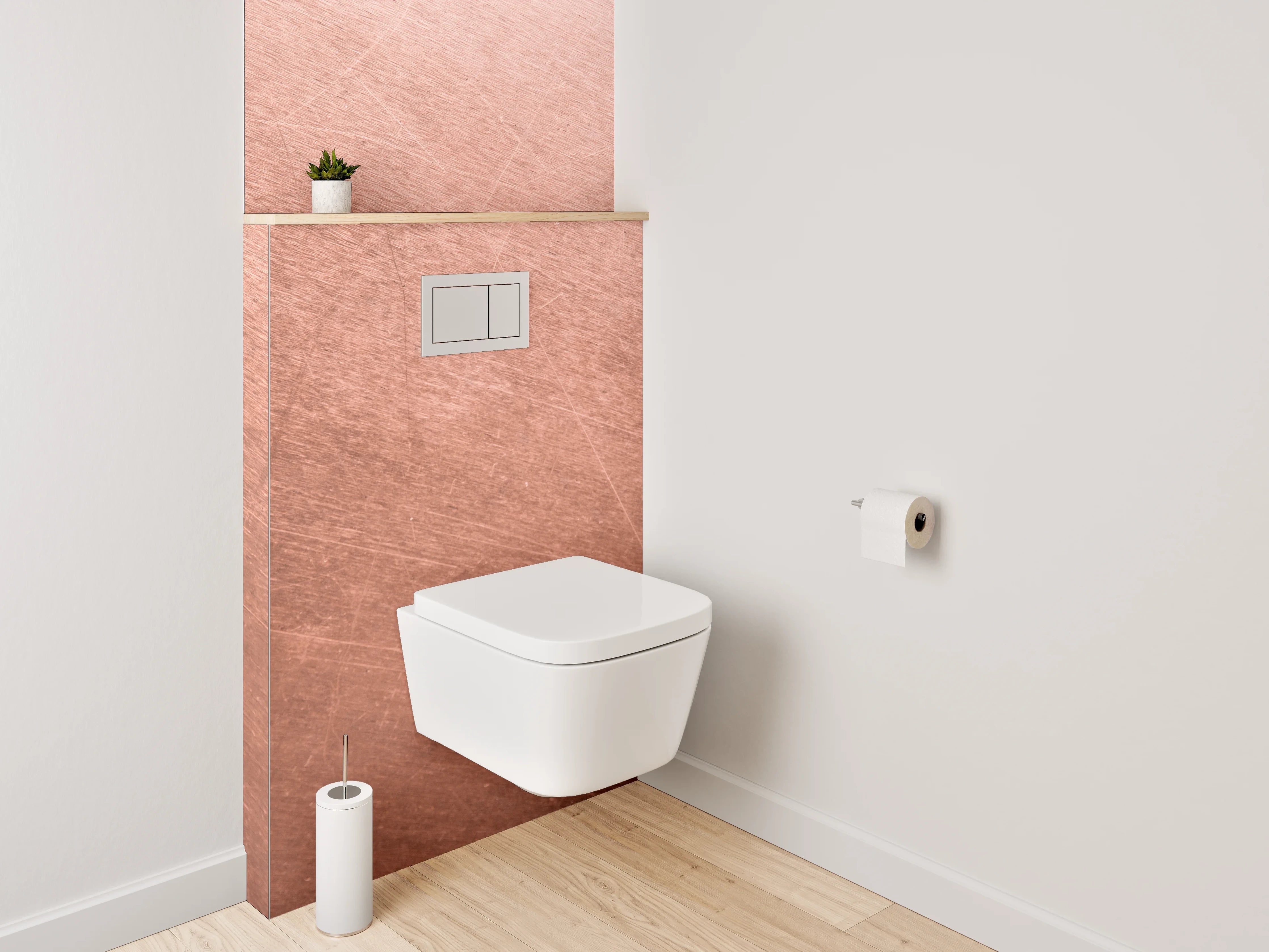 WC-Rückwand - Metallische Kupferstruktur mit Patina