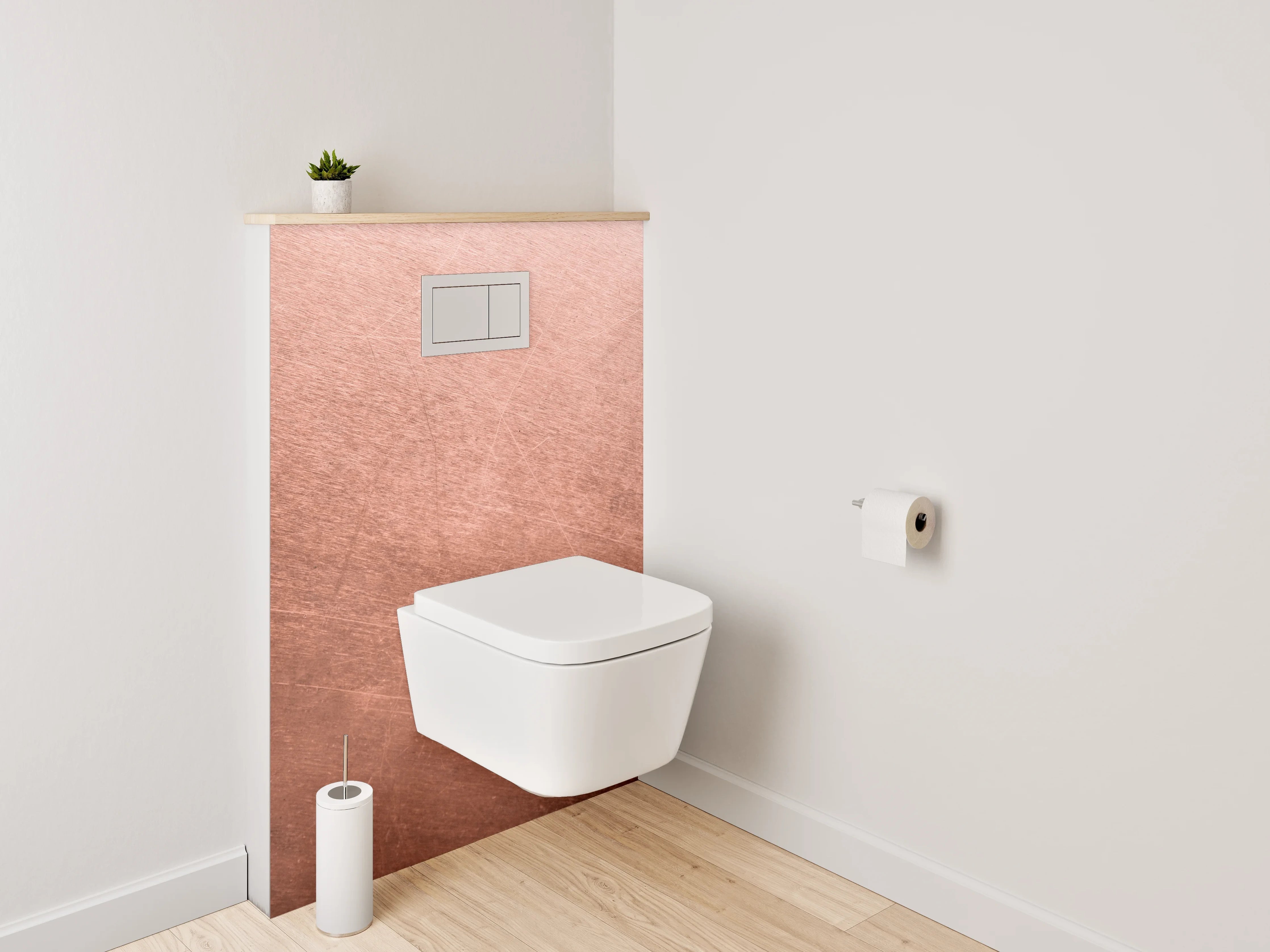 WC-Rückwand - Metallische Kupferstruktur mit Patina