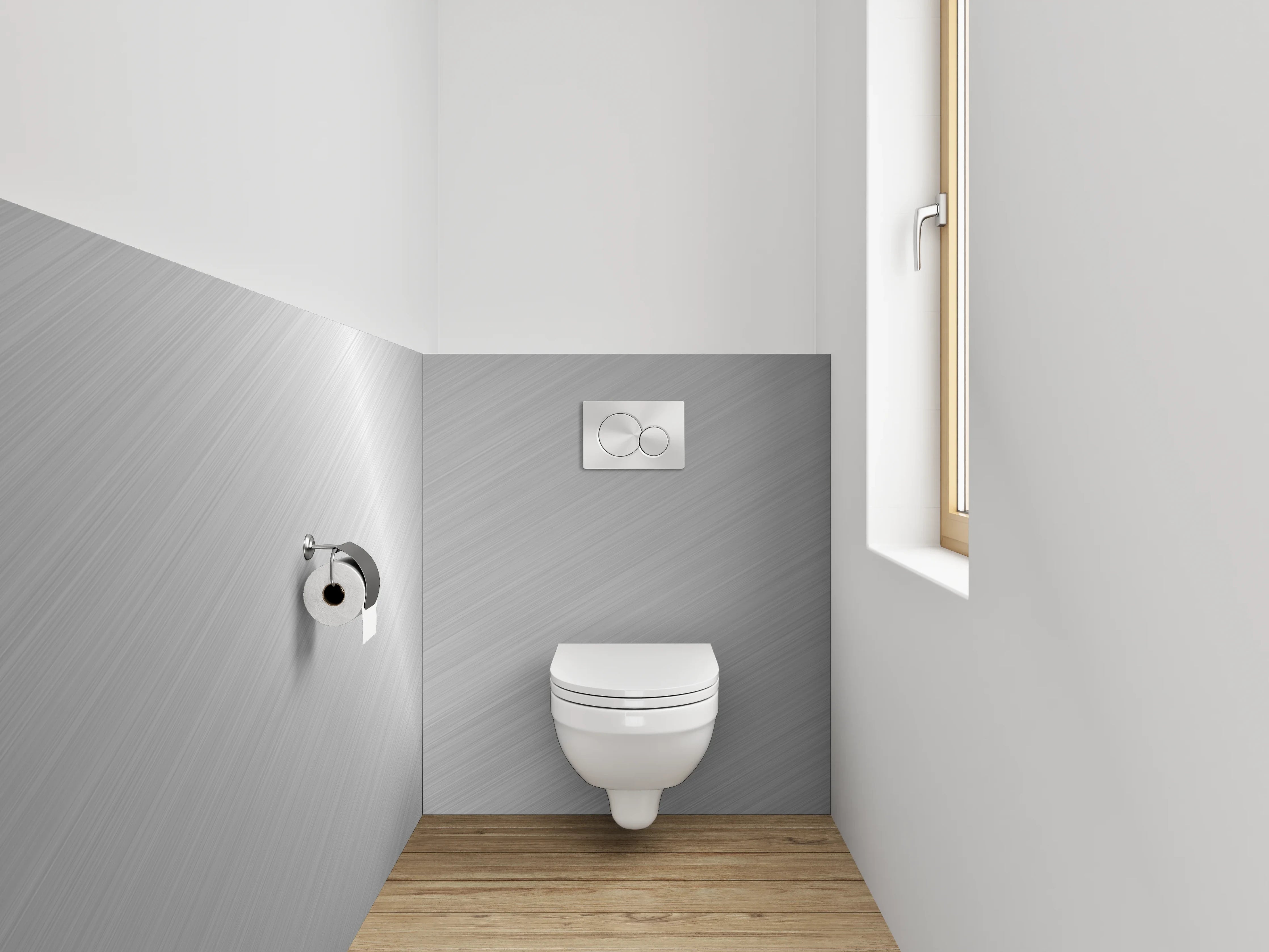 WC-Rückwand - Metallische Struktur Silber glänzend