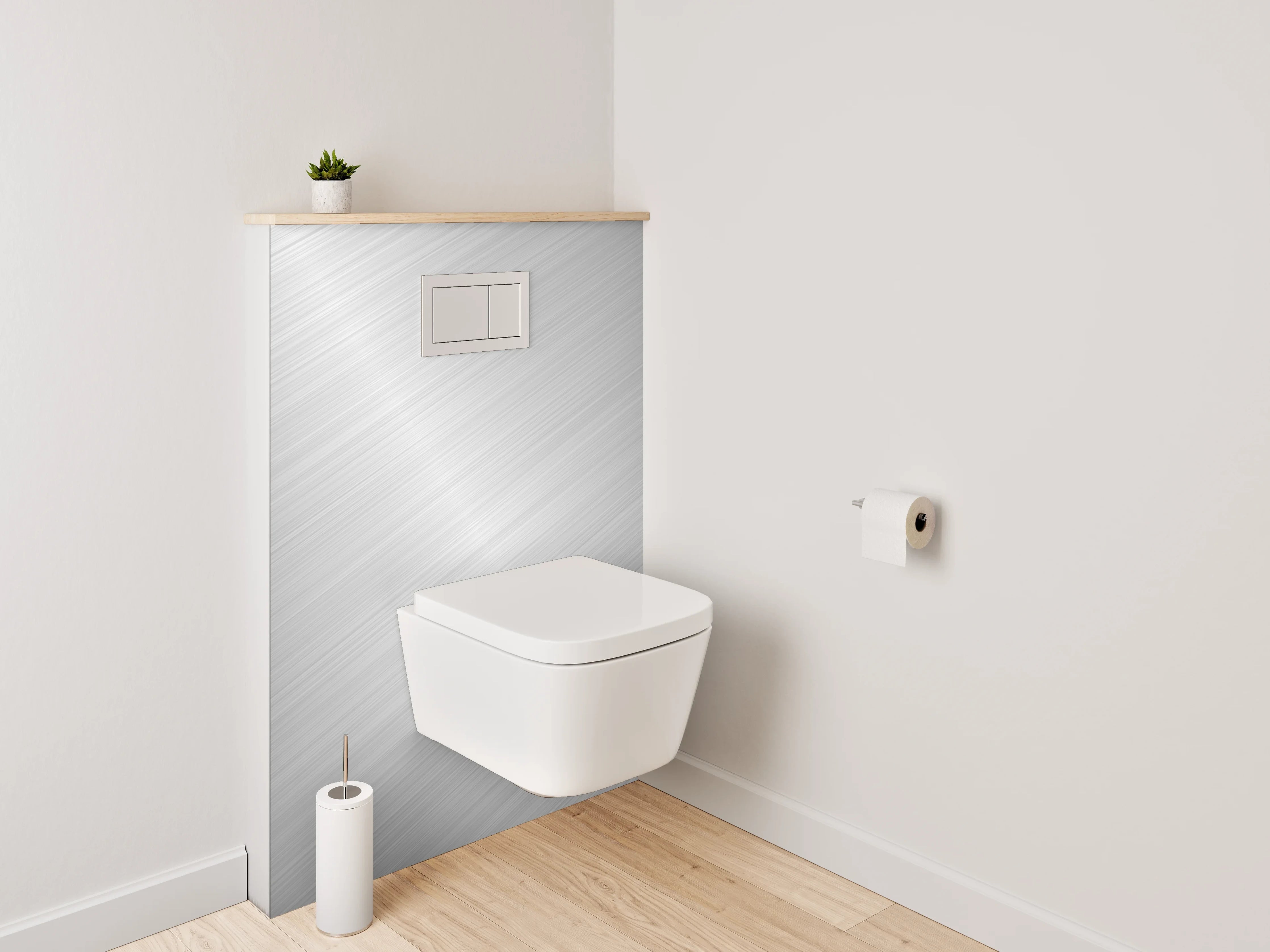 WC-Rückwand - Metallische Struktur Silber glänzend