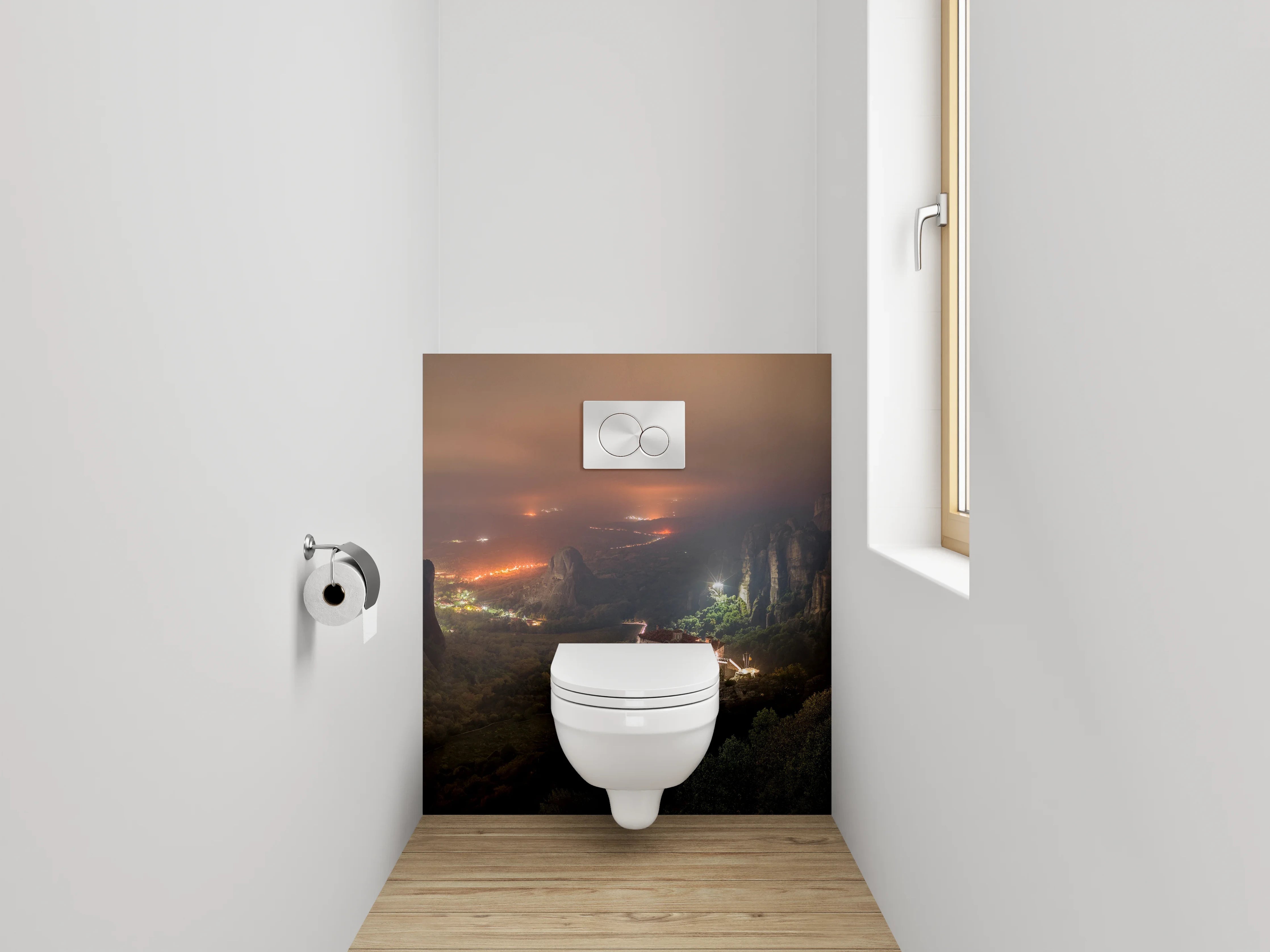 WC-Rückwand - Meteora Berge bei Nacht Panorama