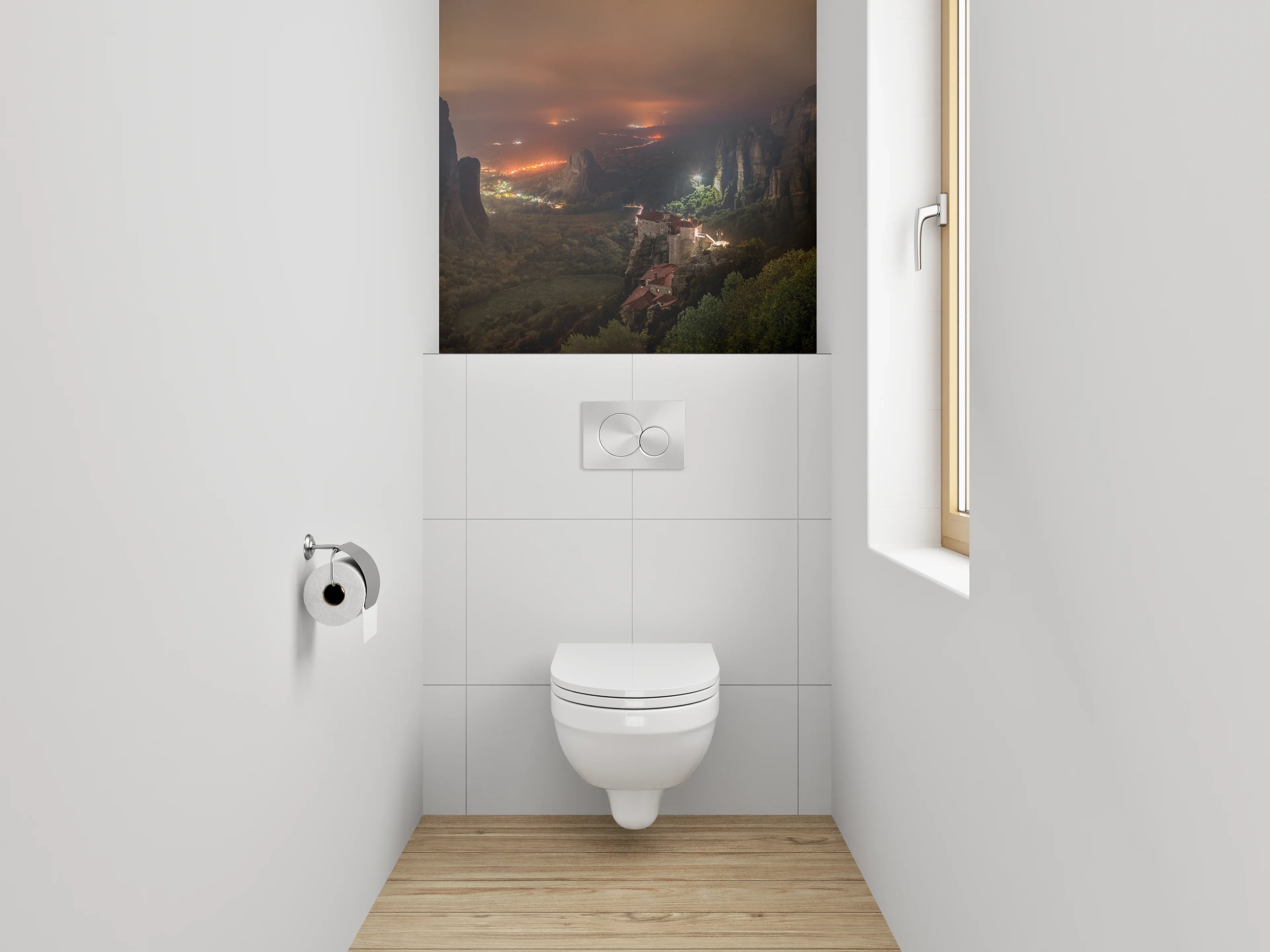 WC-Rückwand - Meteora Berge bei Nacht Panorama