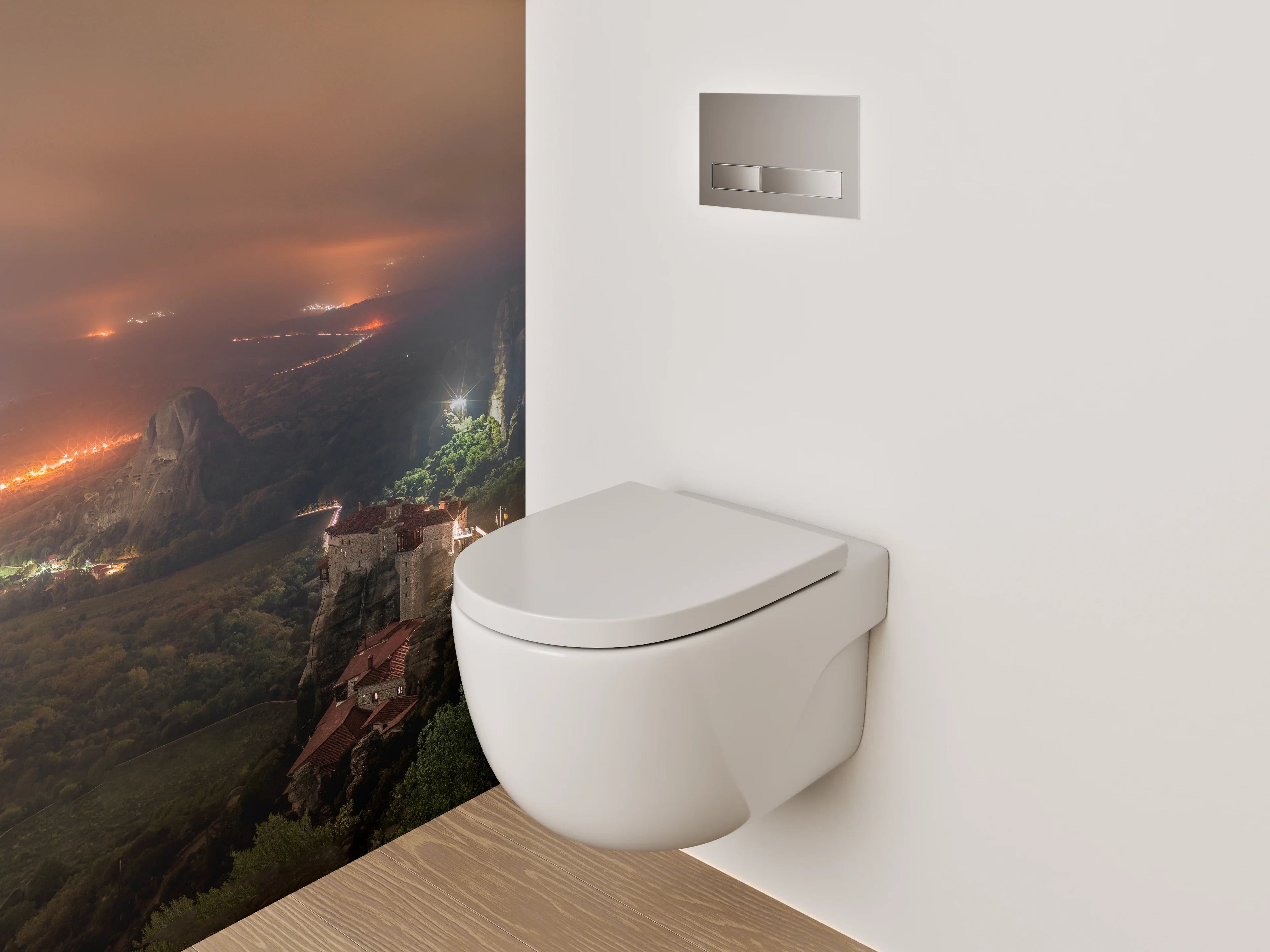 WC-Rückwand - Meteora Berge bei Nacht Panorama
