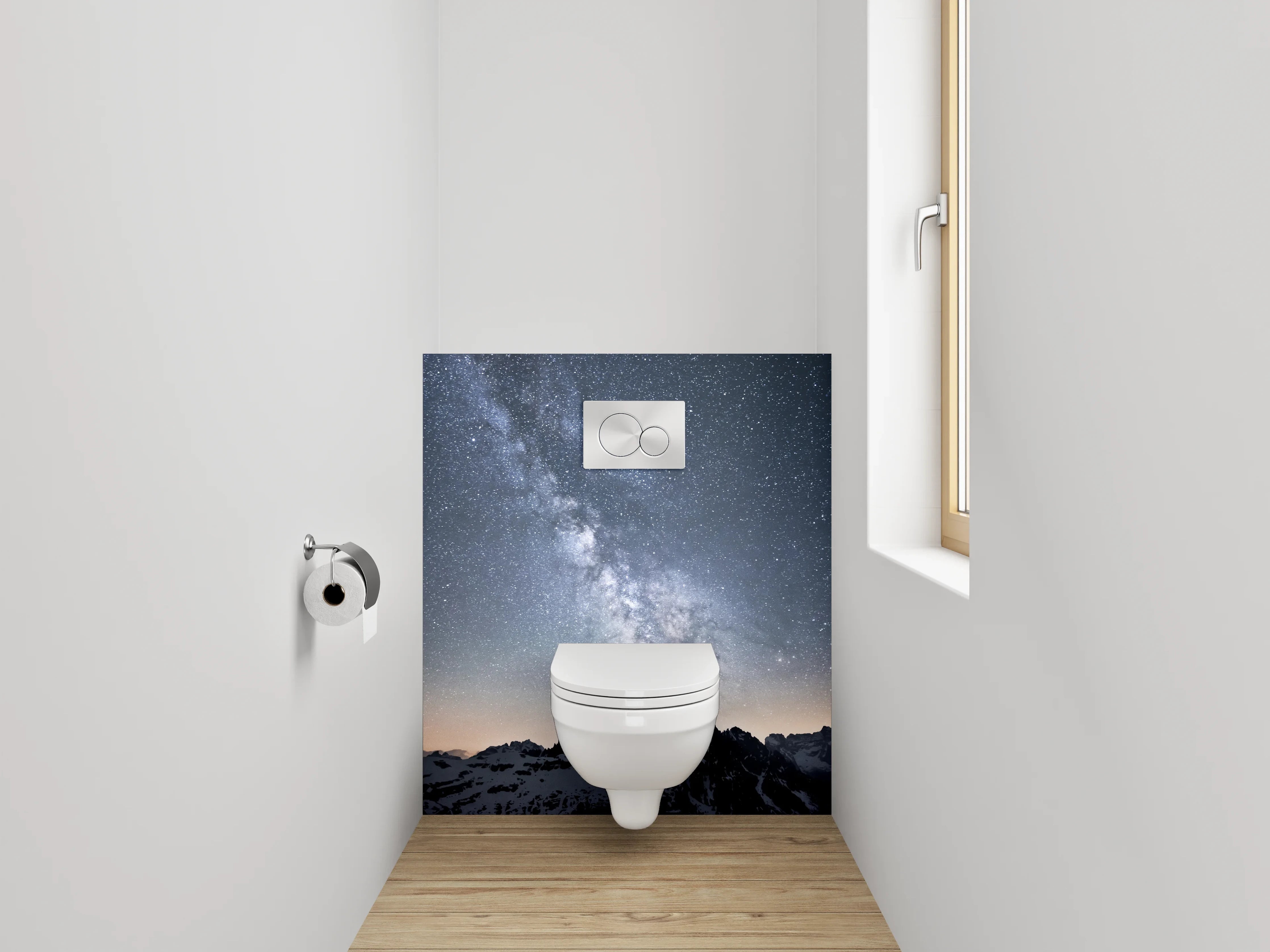 WC-Rückwand - Milchstraße über Berggipfeln