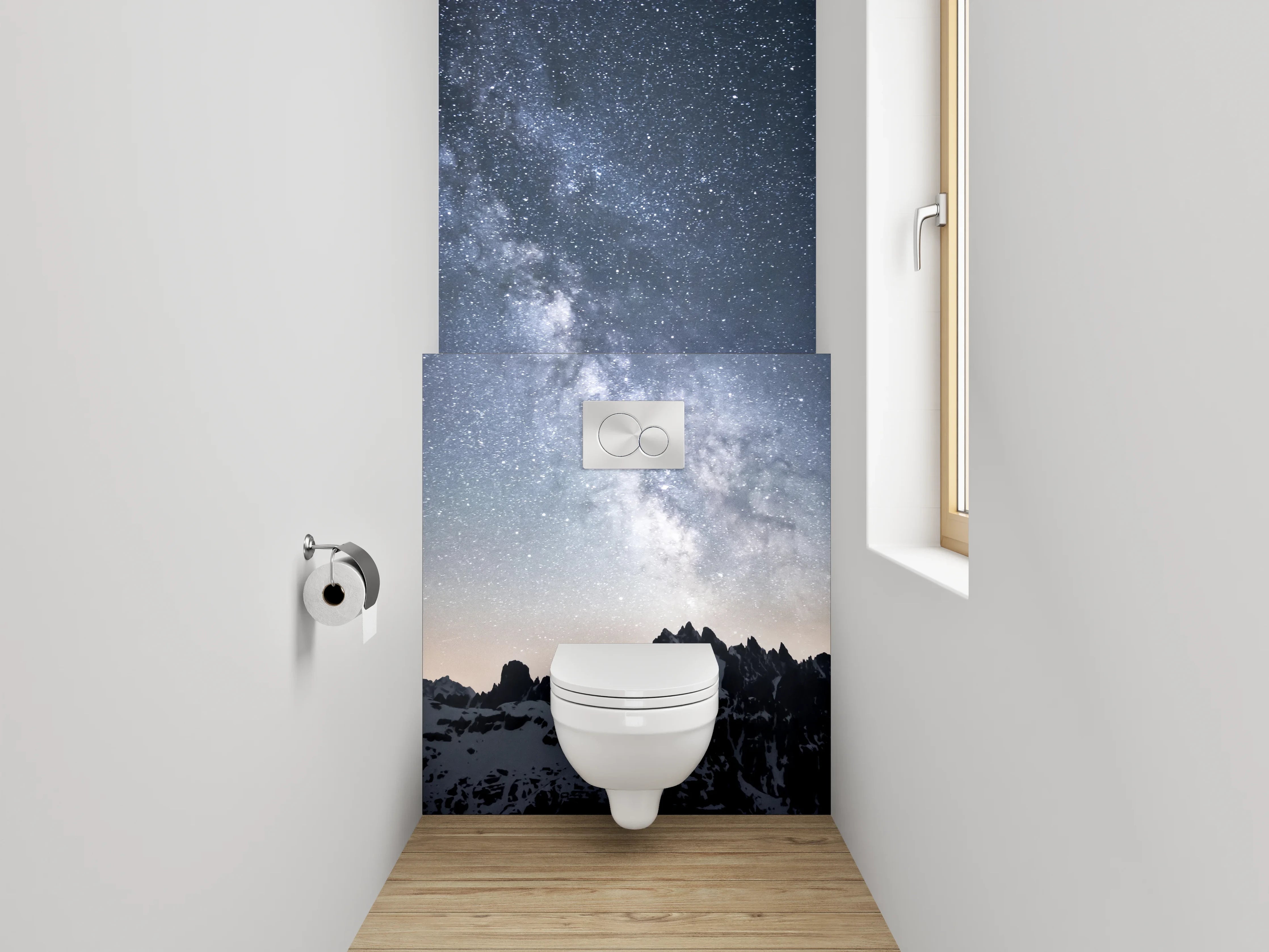 WC-Rückwand - Milchstraße über Berggipfeln