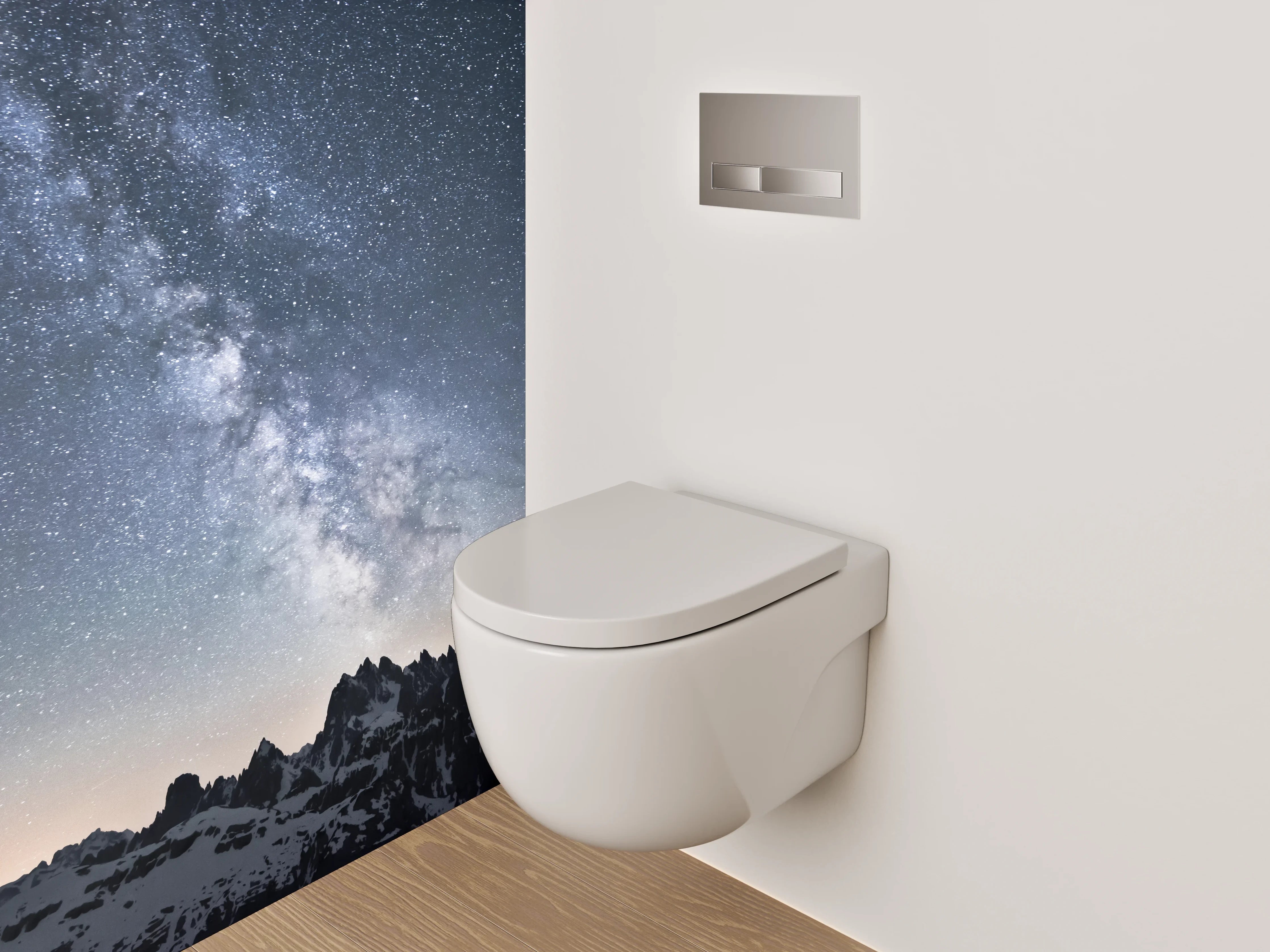 WC-Rückwand - Milchstraße über Berggipfeln