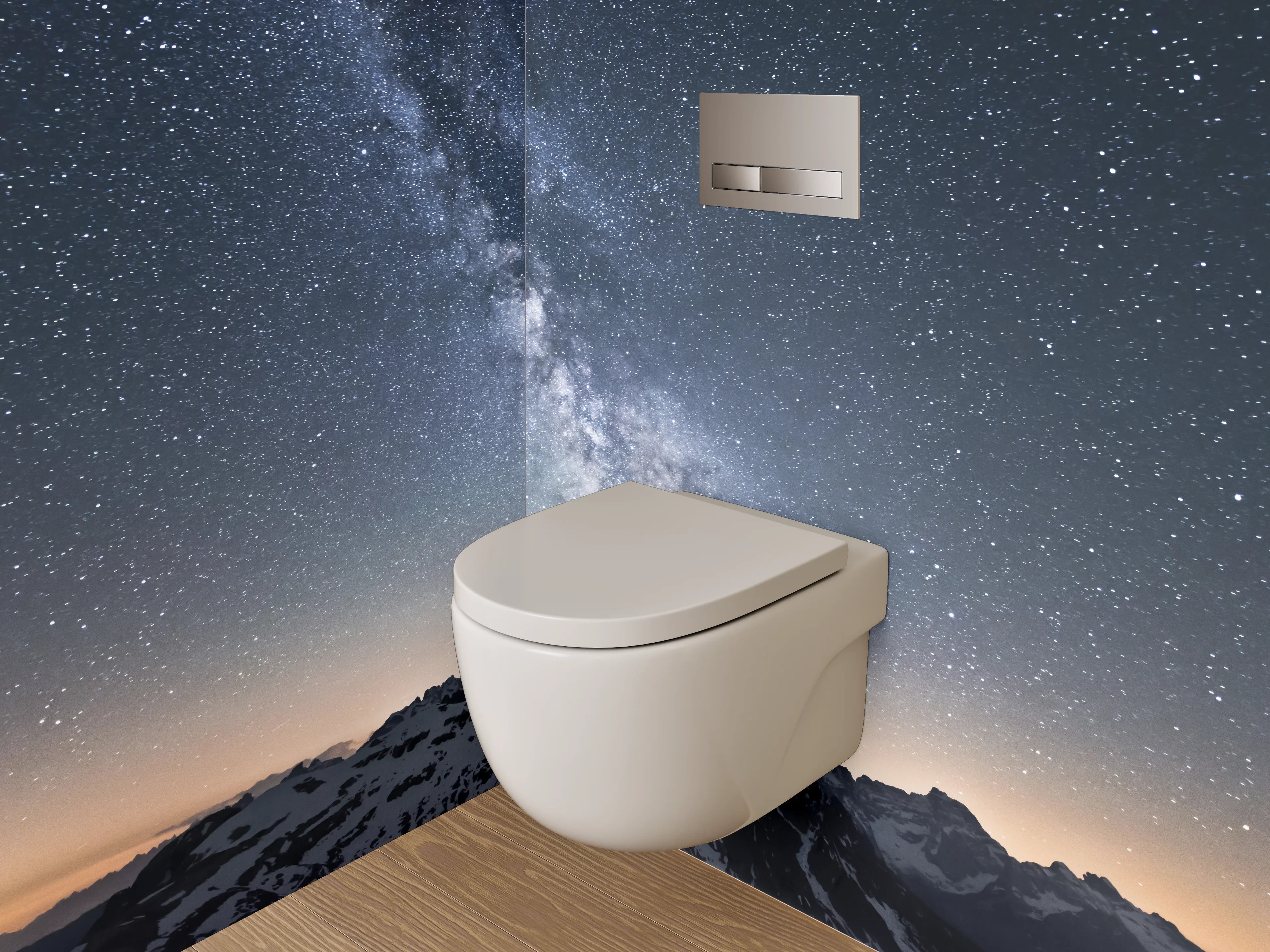 WC-Rückwand - Milchstraße über Berggipfeln