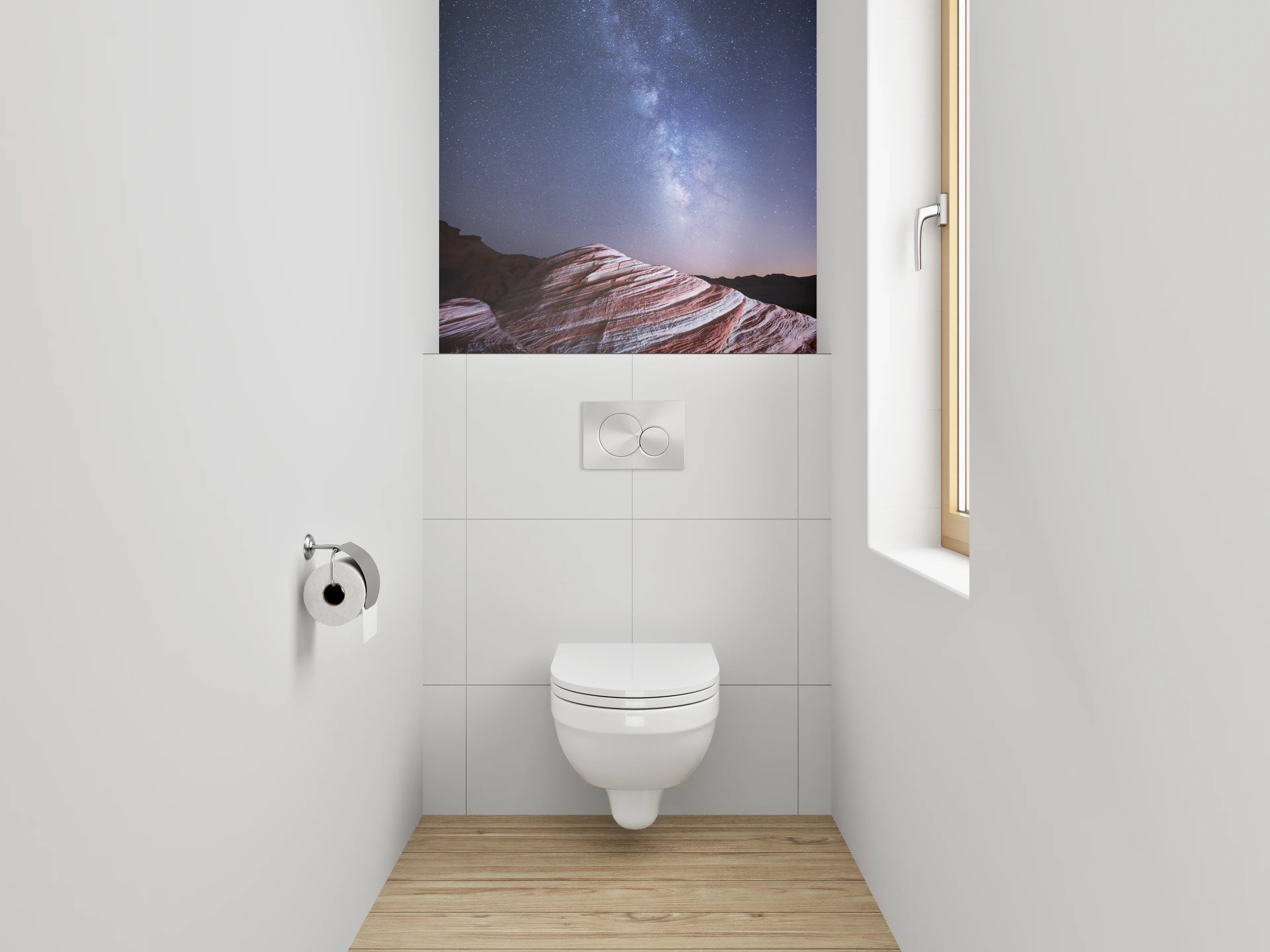 WC-Rückwand - Milchstraße über Sandsteinwellen