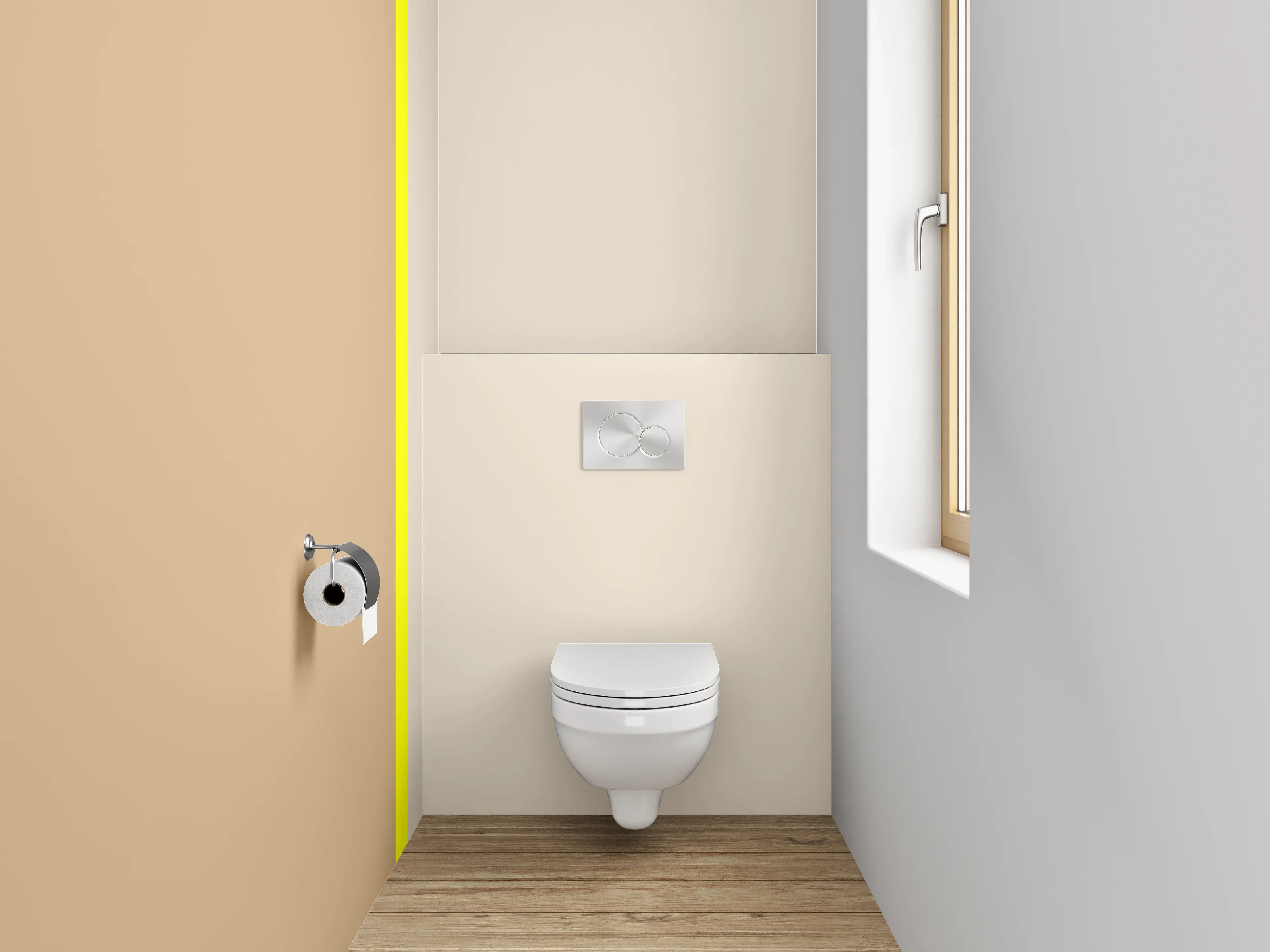 WC-Rückwand - Minimalistische Beige-Braun-Gelb Trennlinie