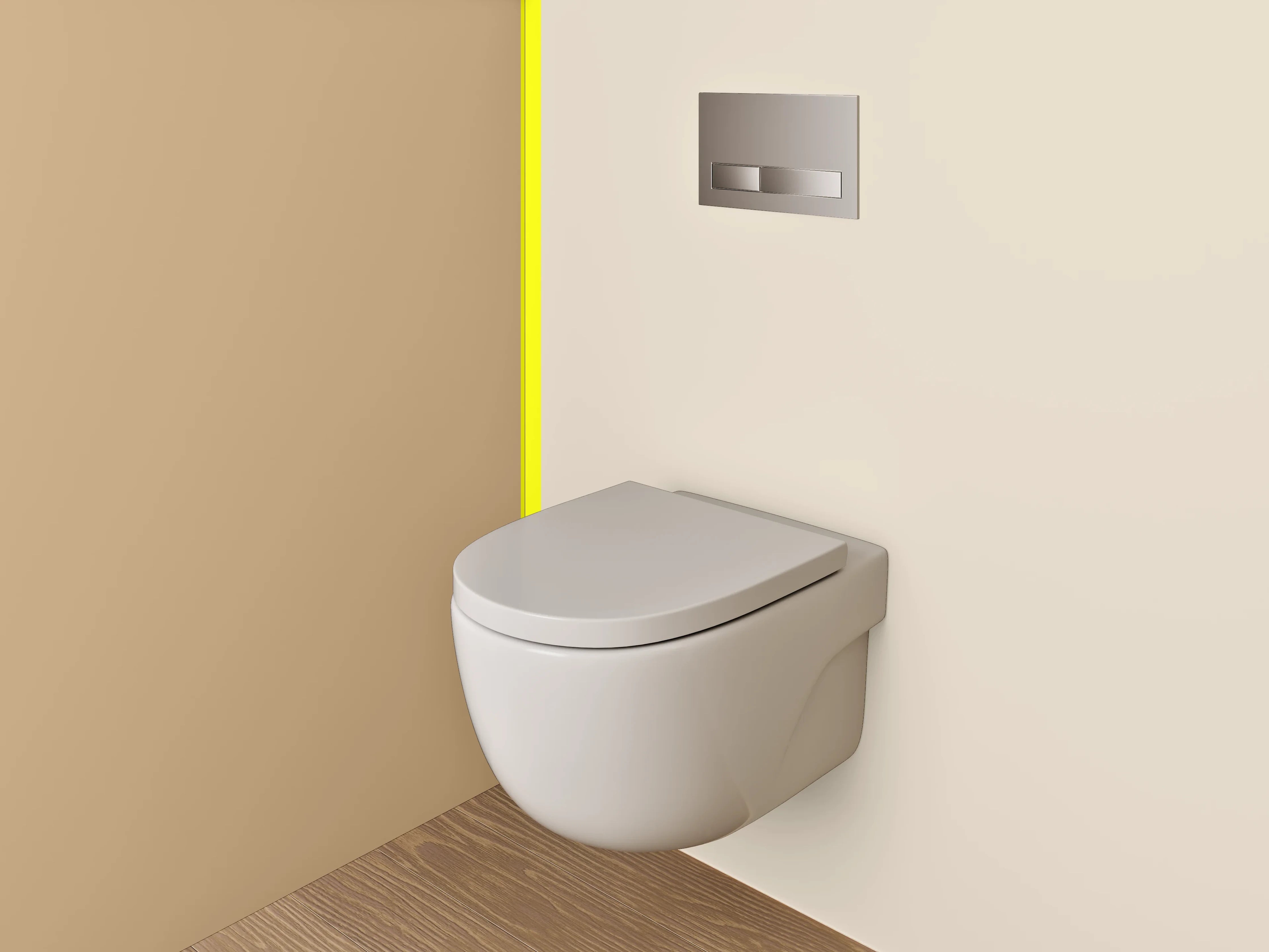 WC-Rückwand - Minimalistische Beige-Braun-Gelb Trennlinie