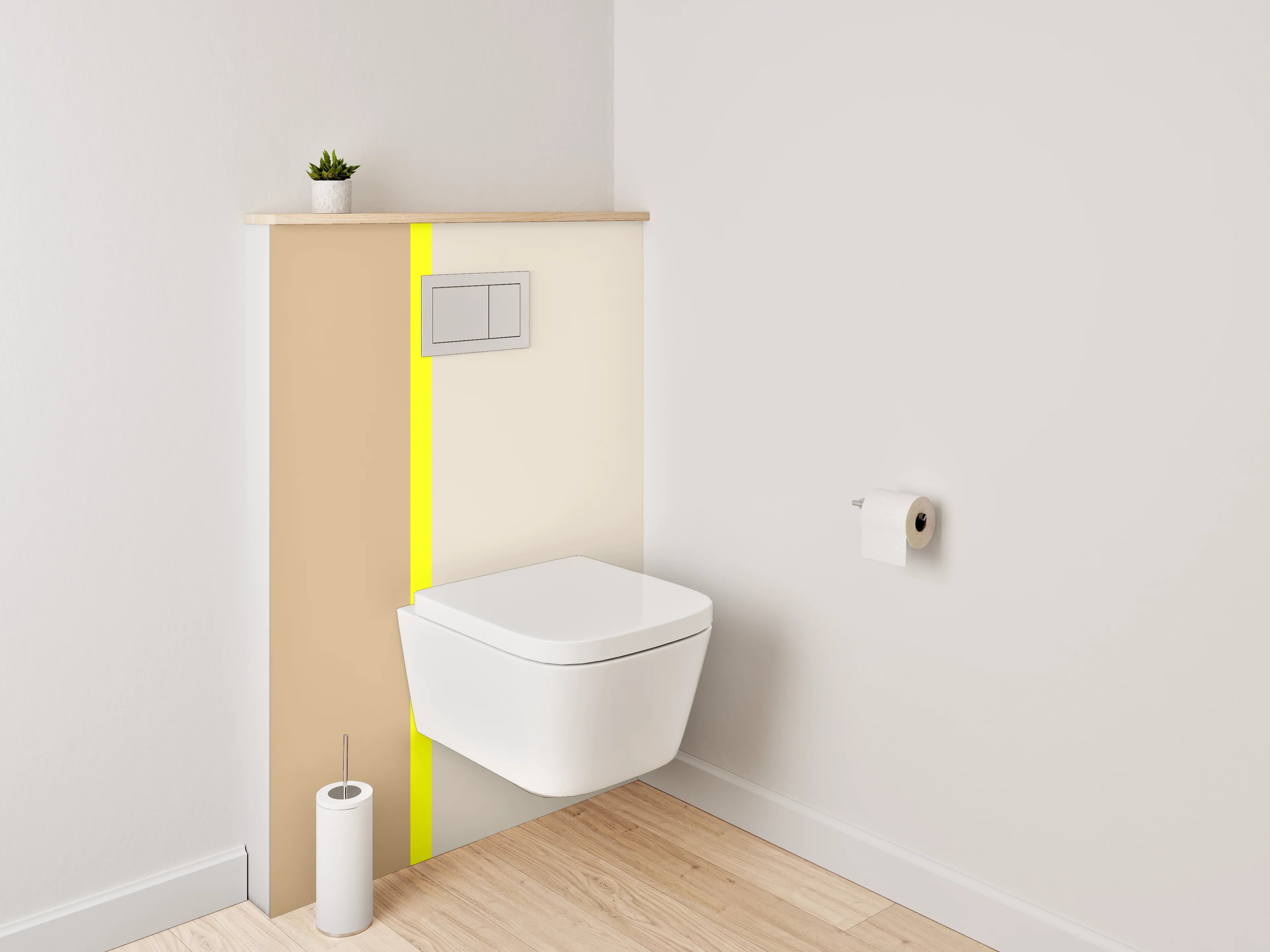 WC-Rückwand - Minimalistische Beige-Braun-Gelb Trennlinie