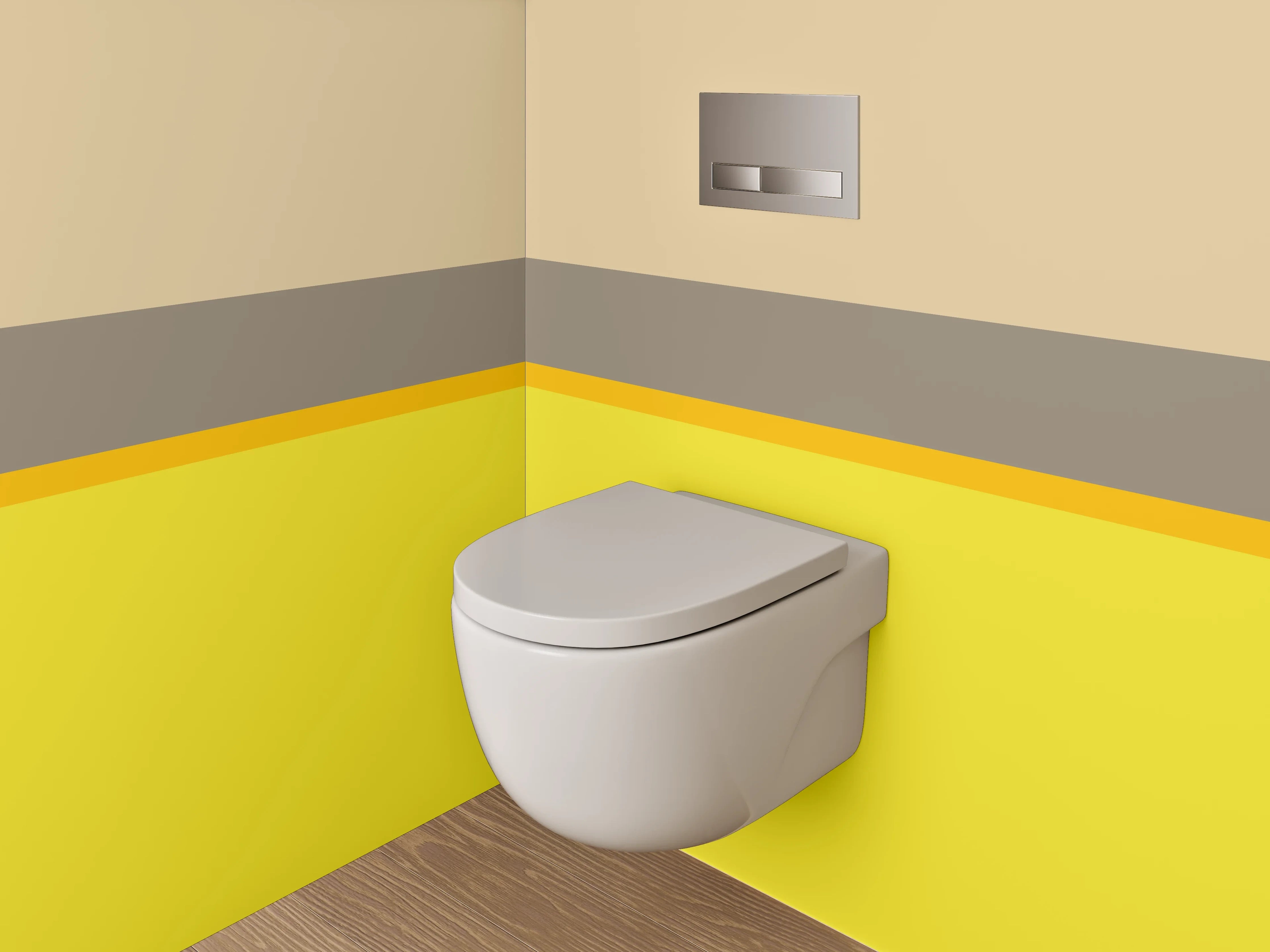 WC-Rückwand - Minimalistische Farbstreifen Gelb Beige Braun