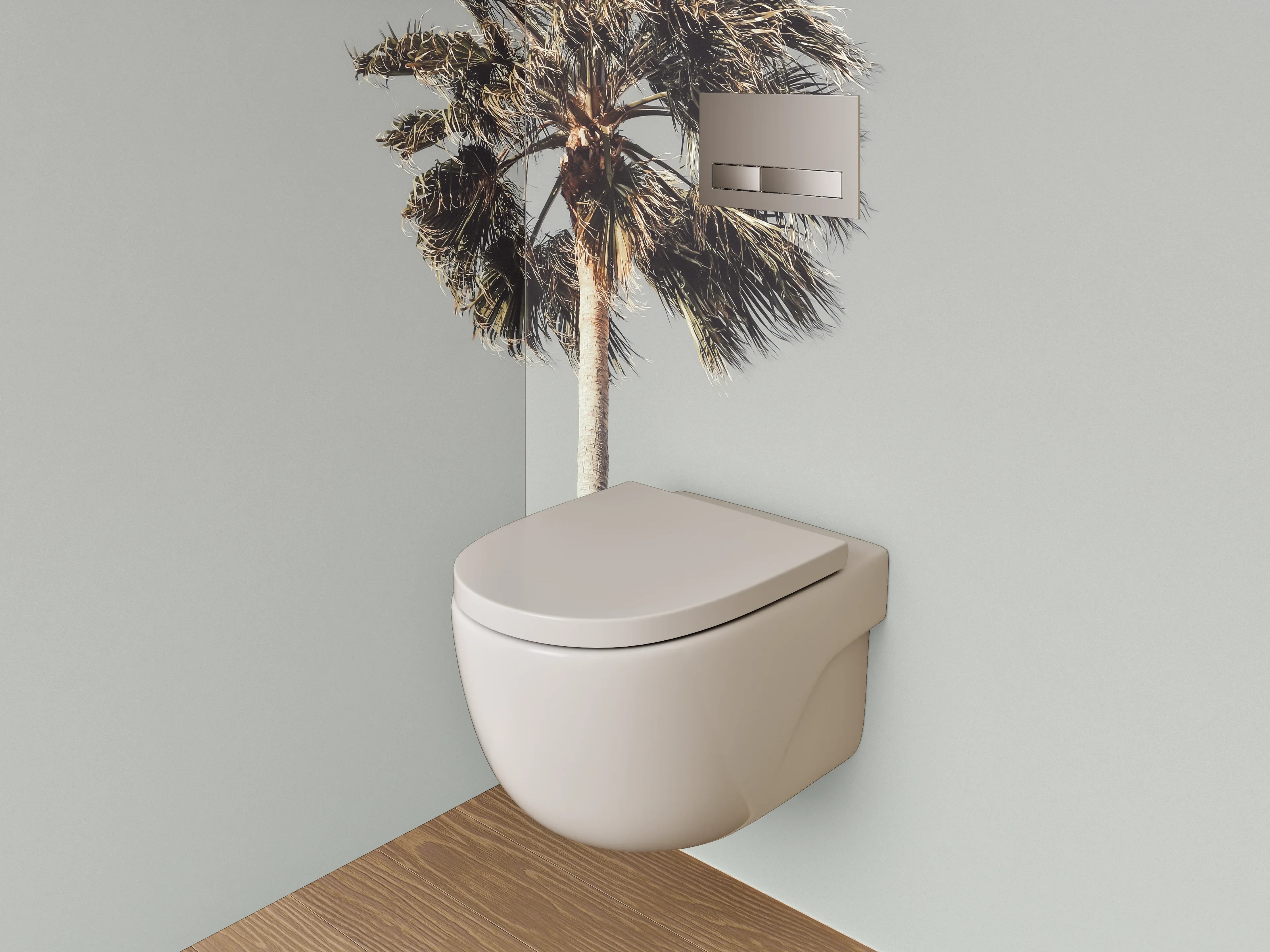 WC-Rückwand - Minimalistische Palme auf hellem Himmel