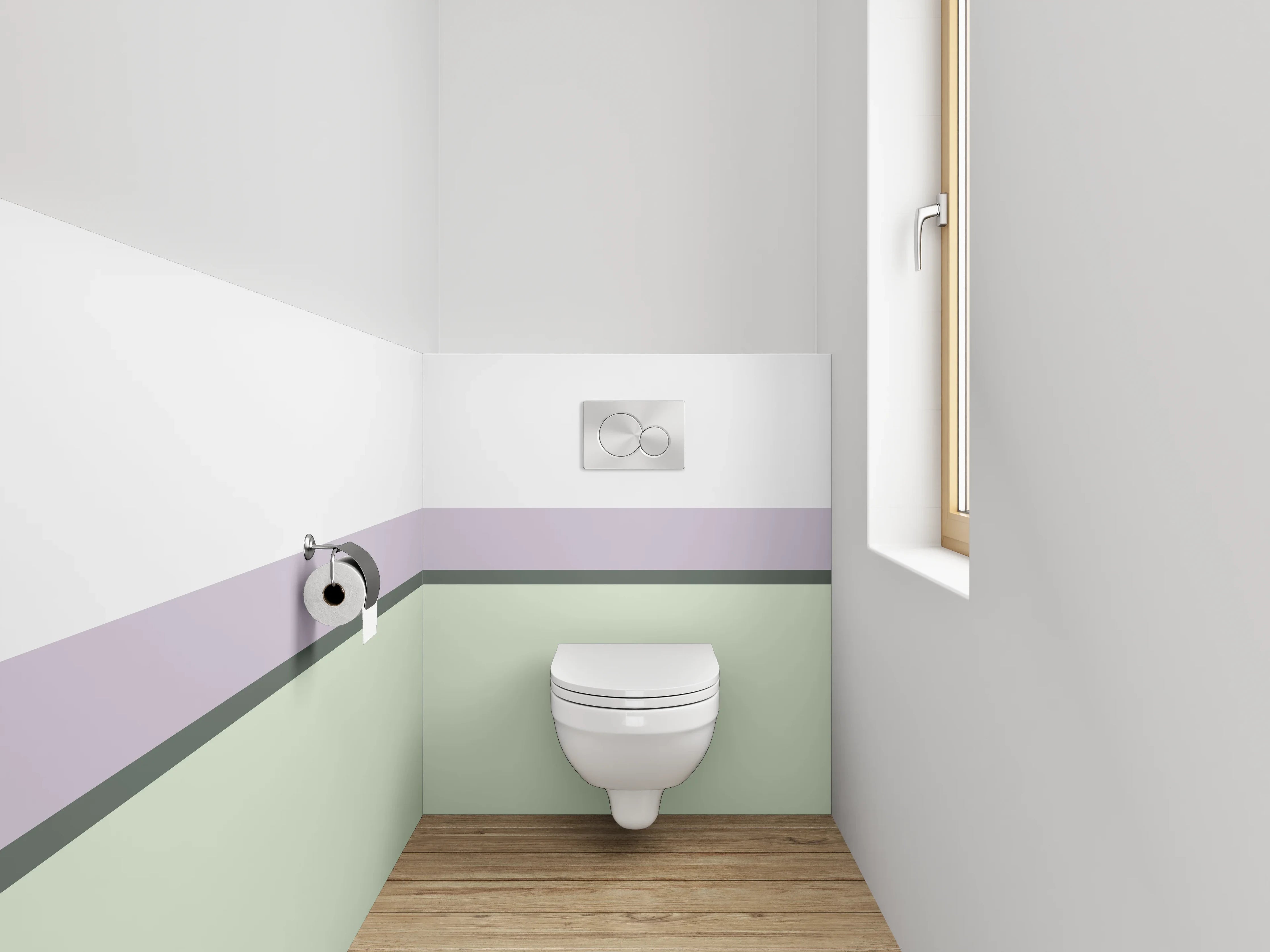 WC-Rückwand - Minimalistische Streifen in Weiß und Pastell