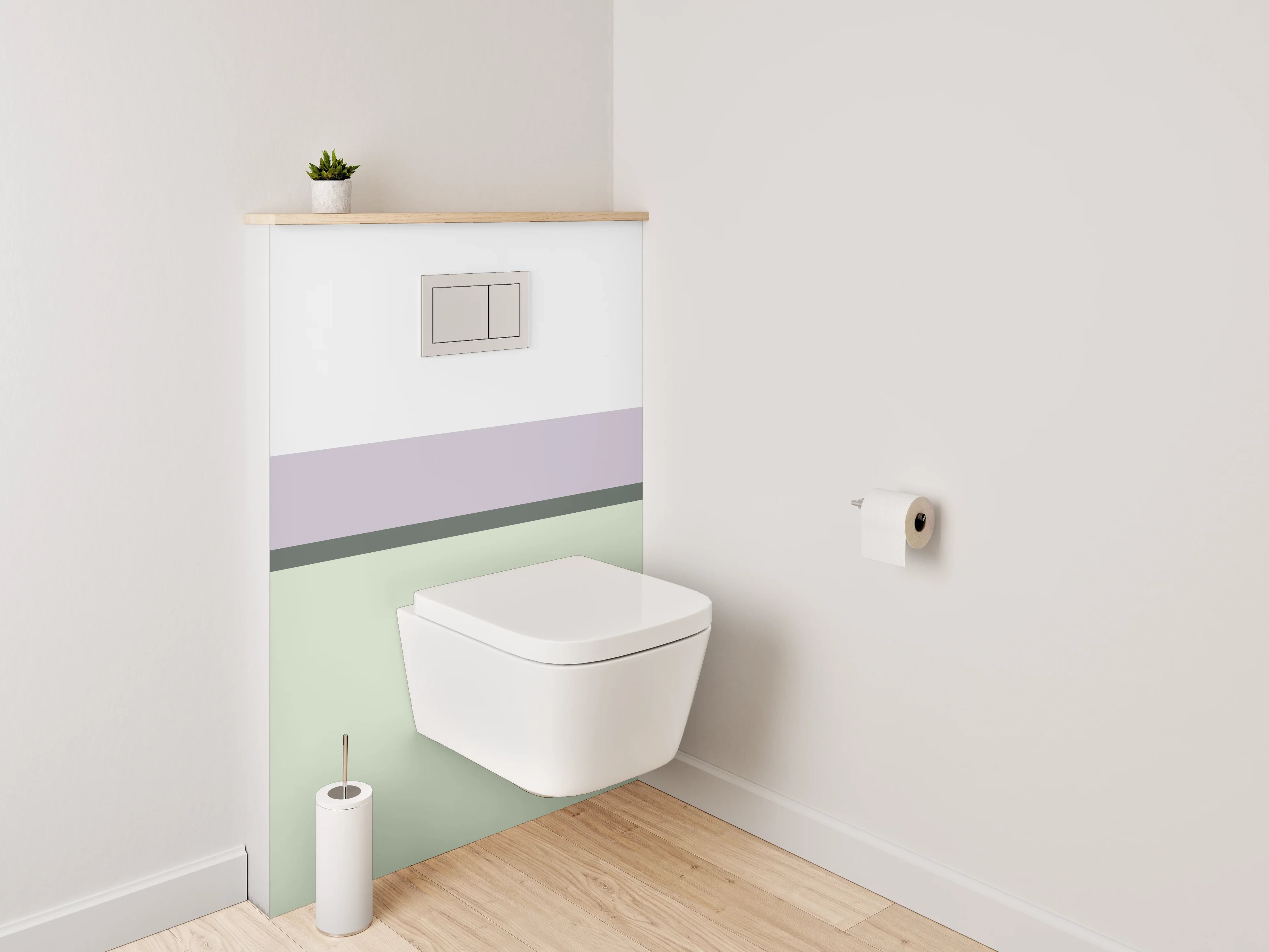 WC-Rückwand - Minimalistische Streifen in Weiß und Pastell