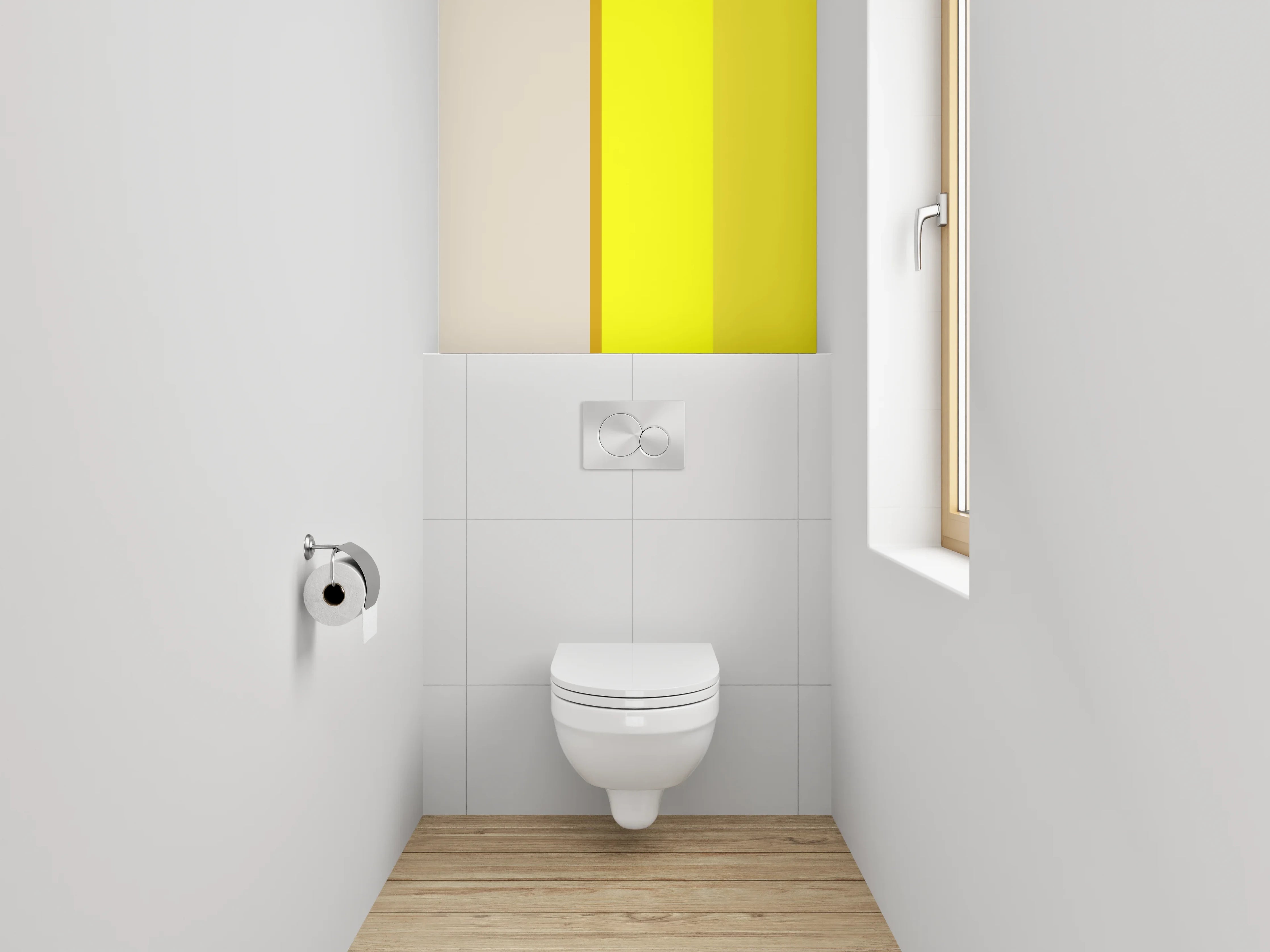 WC-Rückwand - Minimalistische gelb-beige Farbflächen