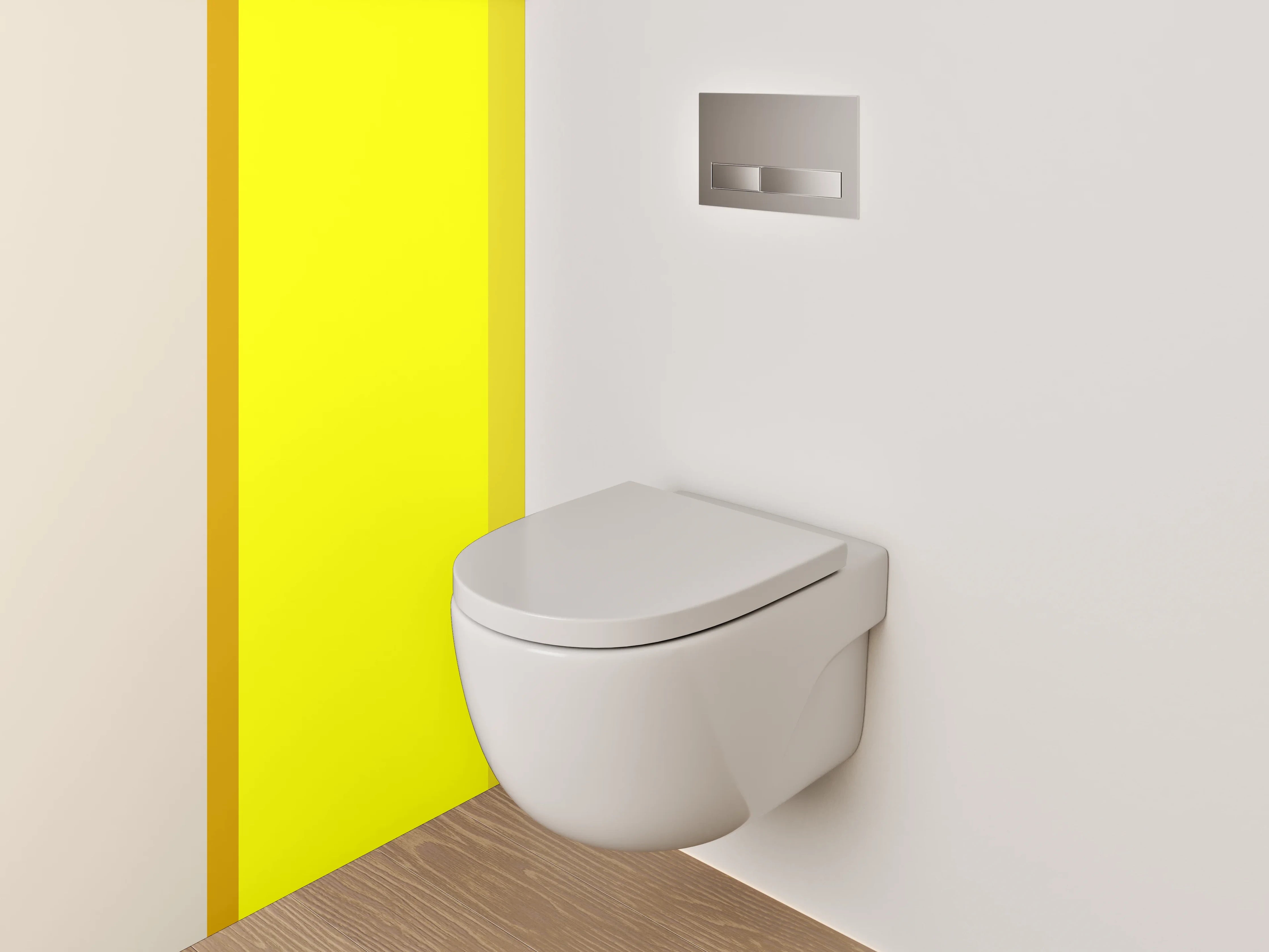 WC-Rückwand - Minimalistische gelb-beige Farbflächen