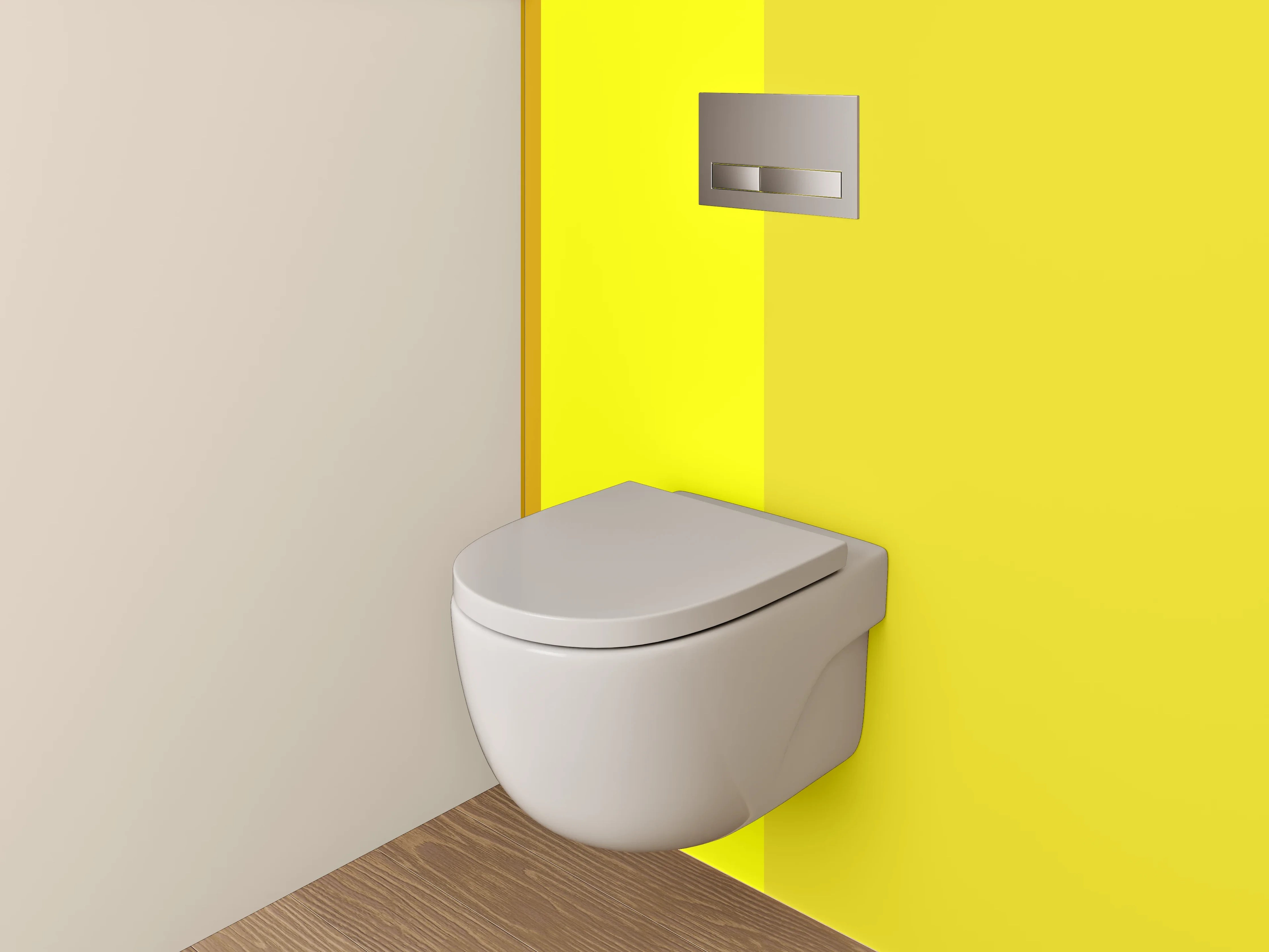 WC-Rückwand - Minimalistische gelb-beige Farbflächen