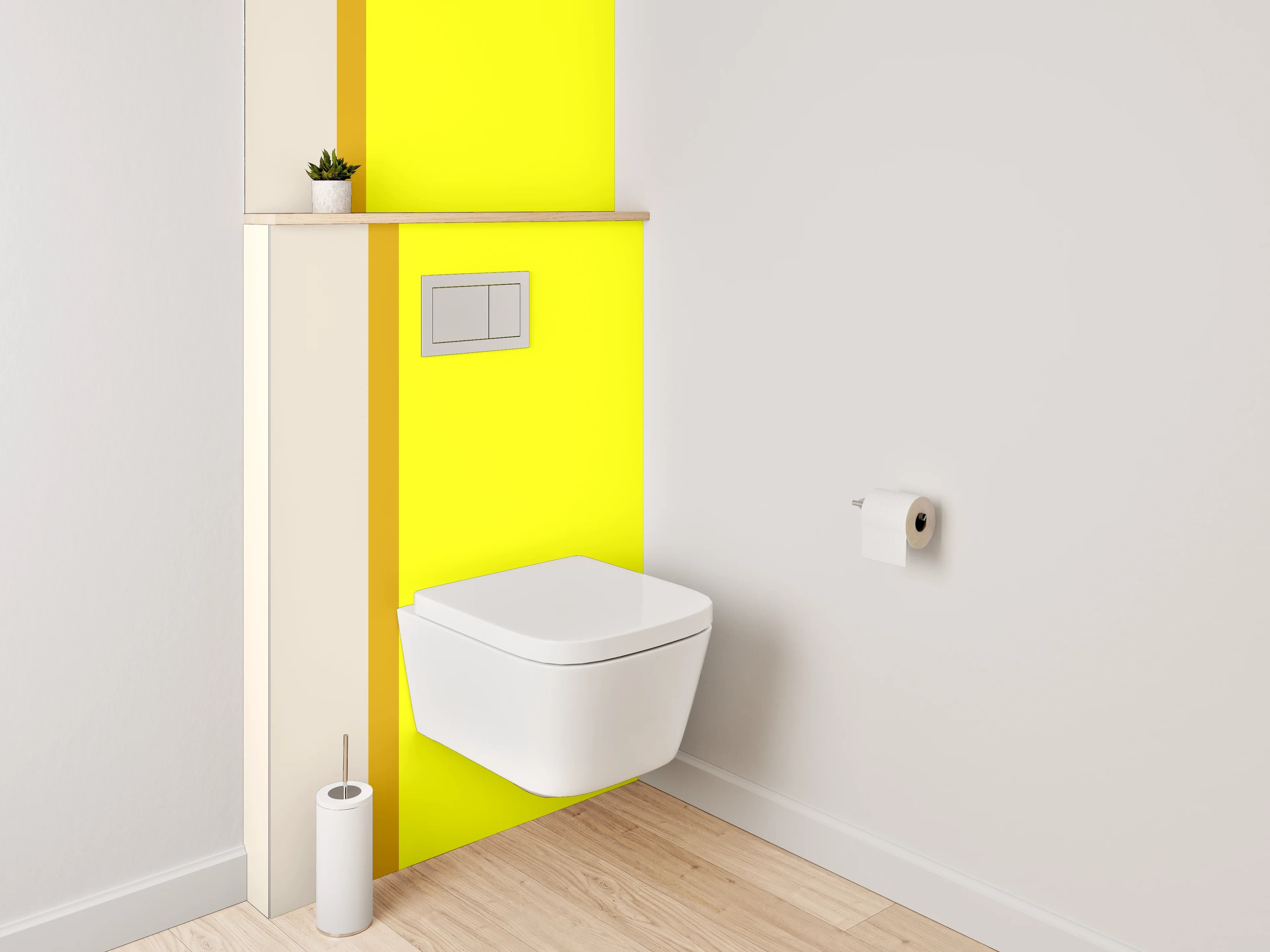 WC-Rückwand - Minimalistische gelb-beige Farbflächen