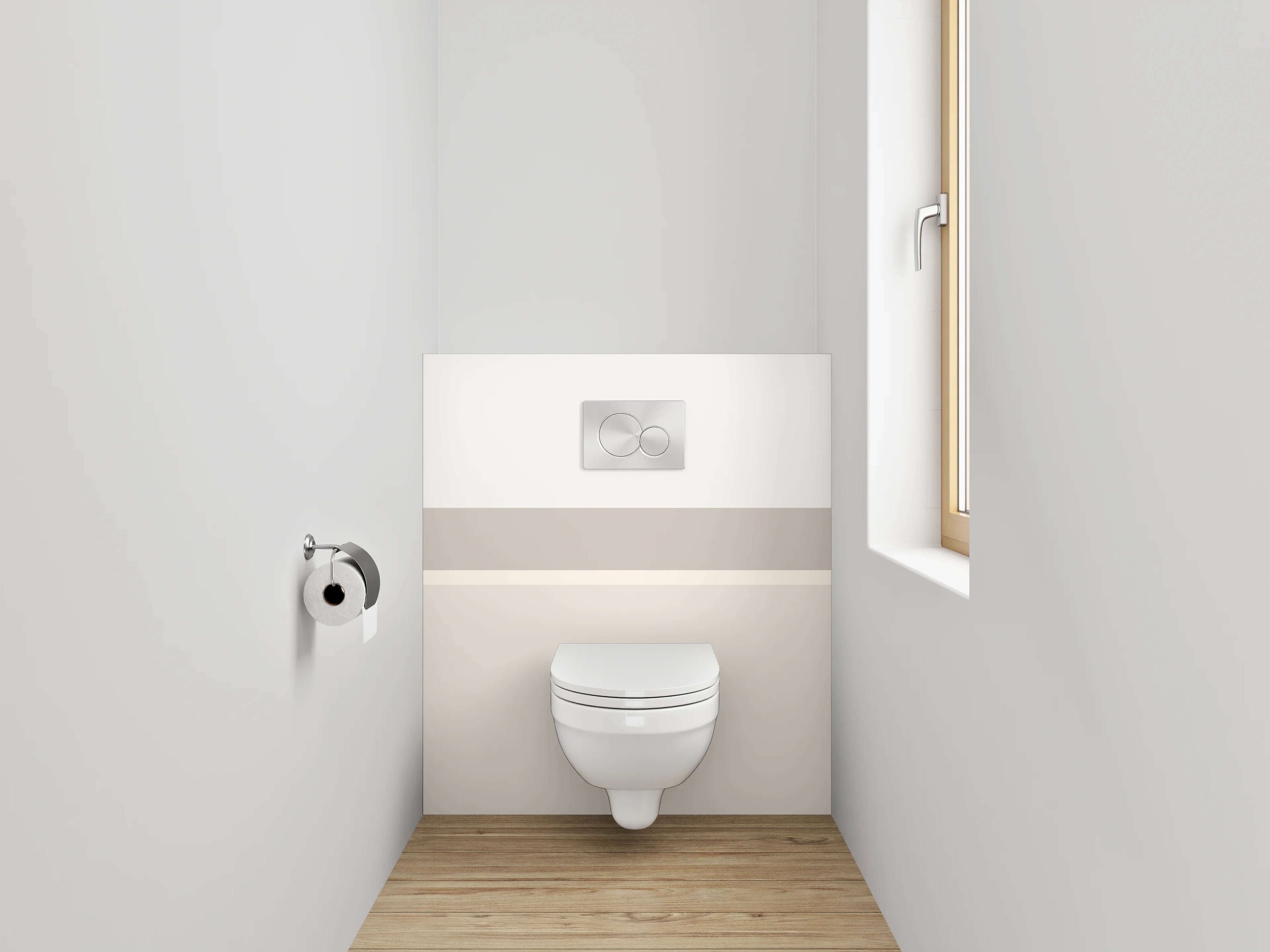 WC-Rückwand - Minimalistische weiße und beigetöne Wand