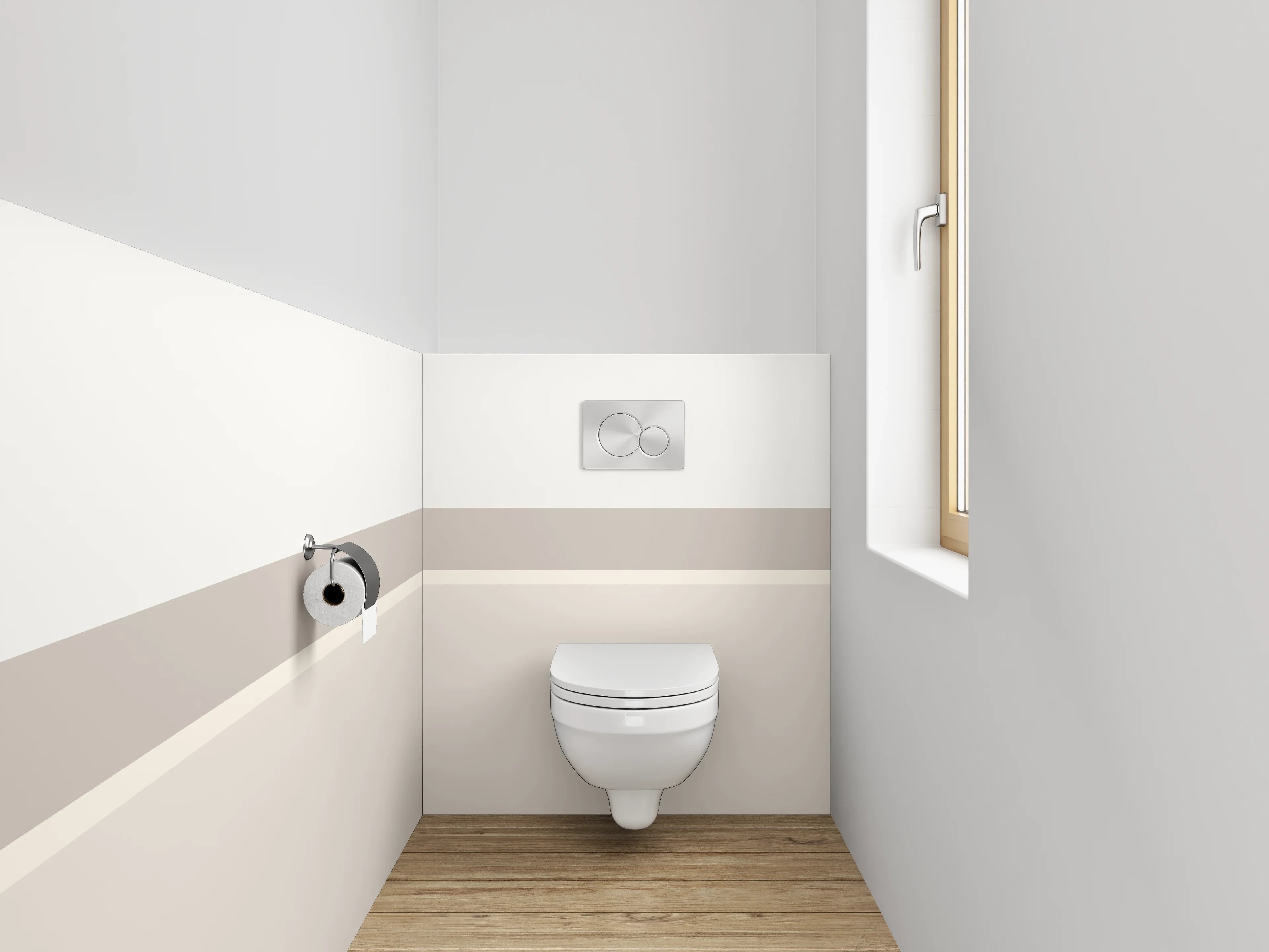 WC-Rückwand - Minimalistische weiße und beigetöne Wand