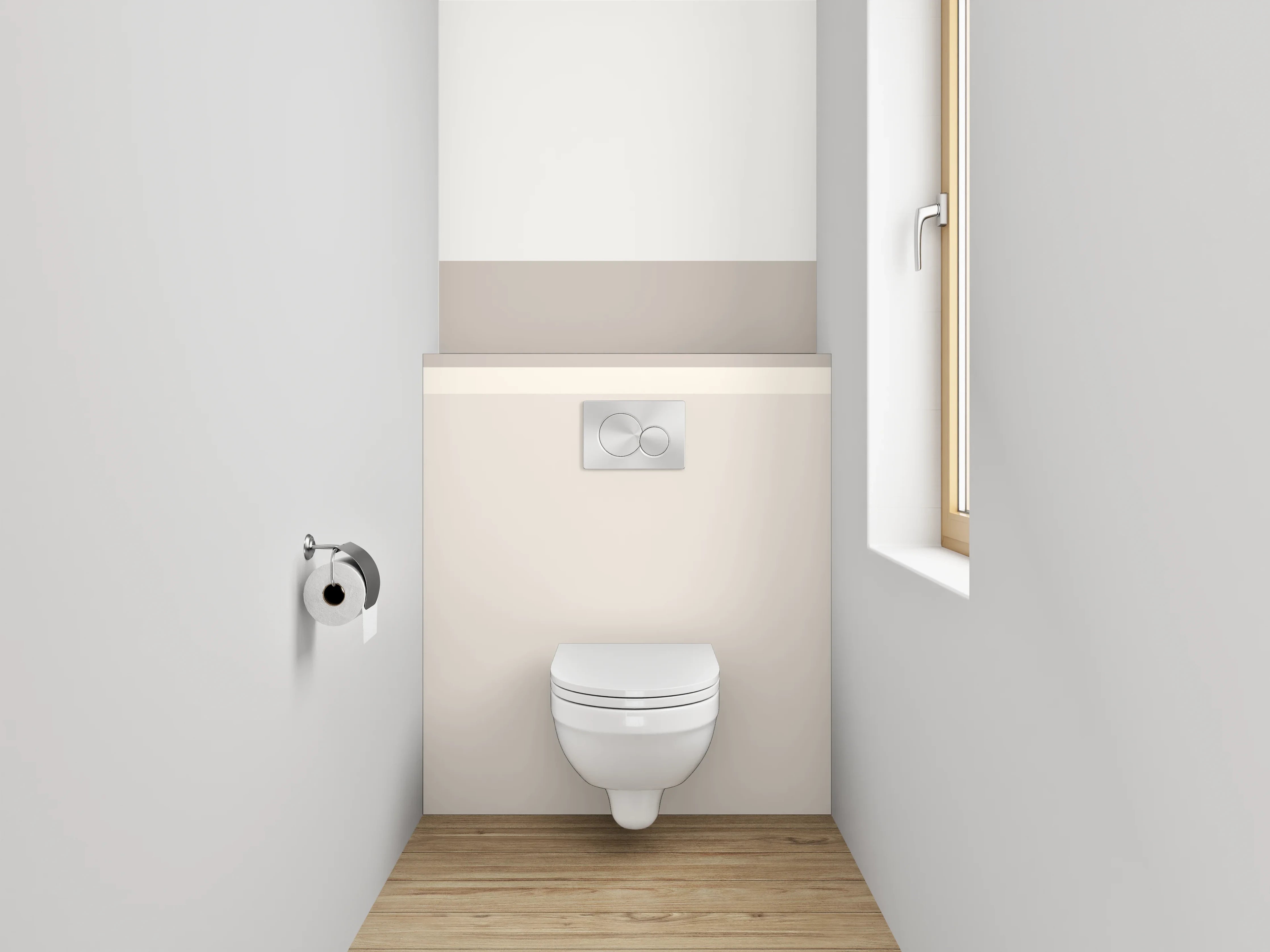 WC-Rückwand - Minimalistische weiße und beigetöne Wand