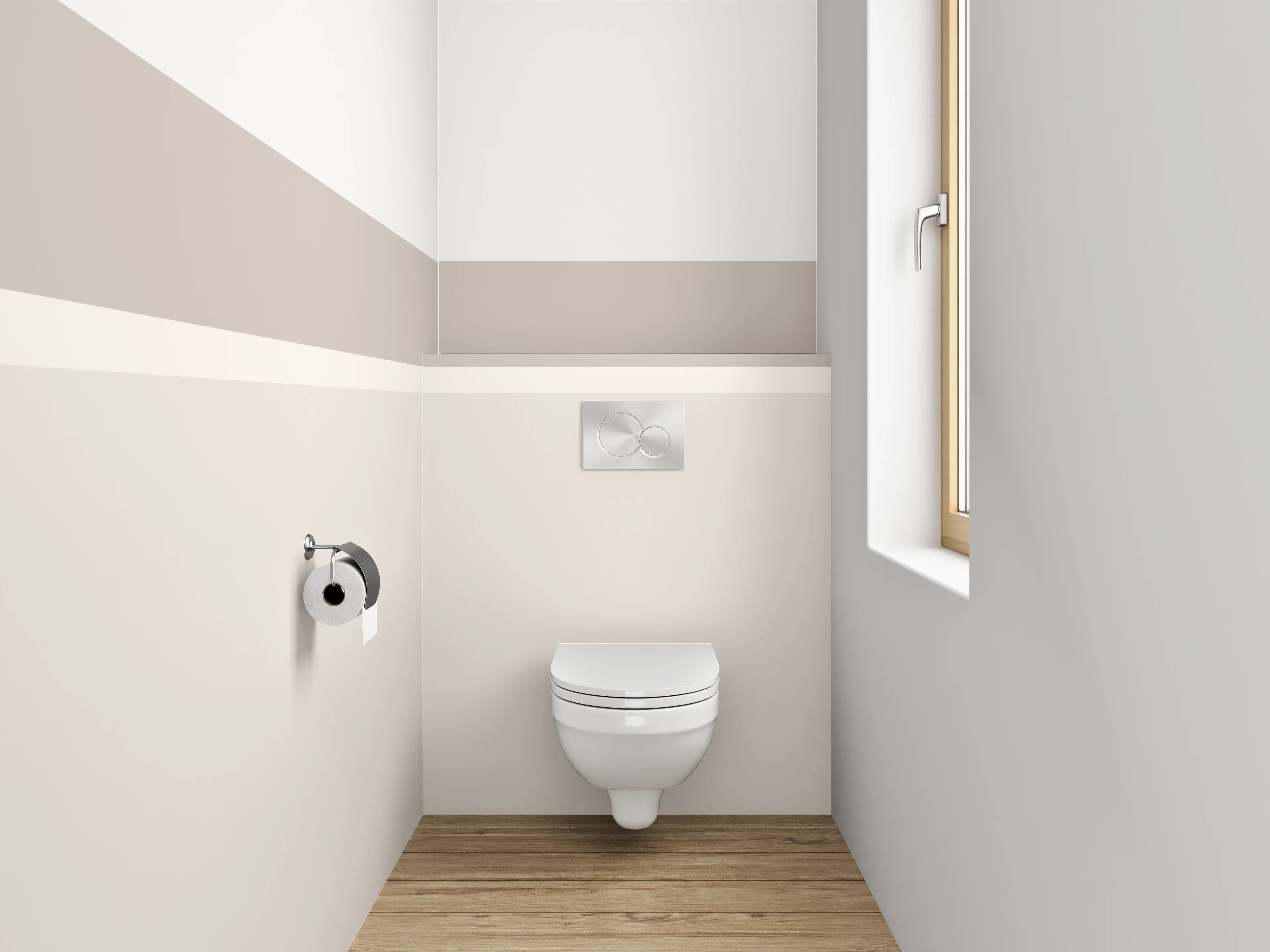 WC-Rückwand - Minimalistische weiße und beigetöne Wand