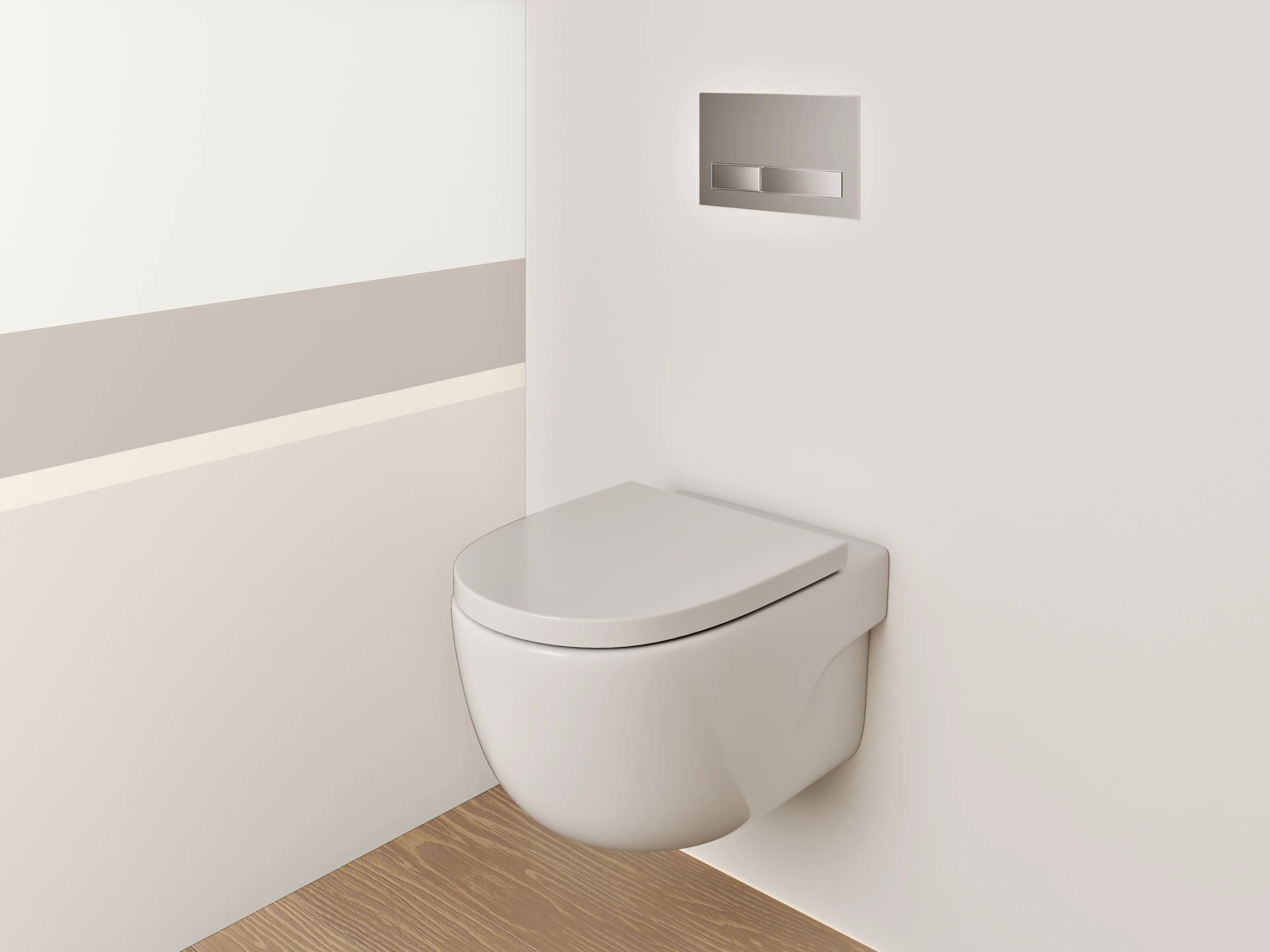 WC-Rückwand - Minimalistische weiße und beigetöne Wand