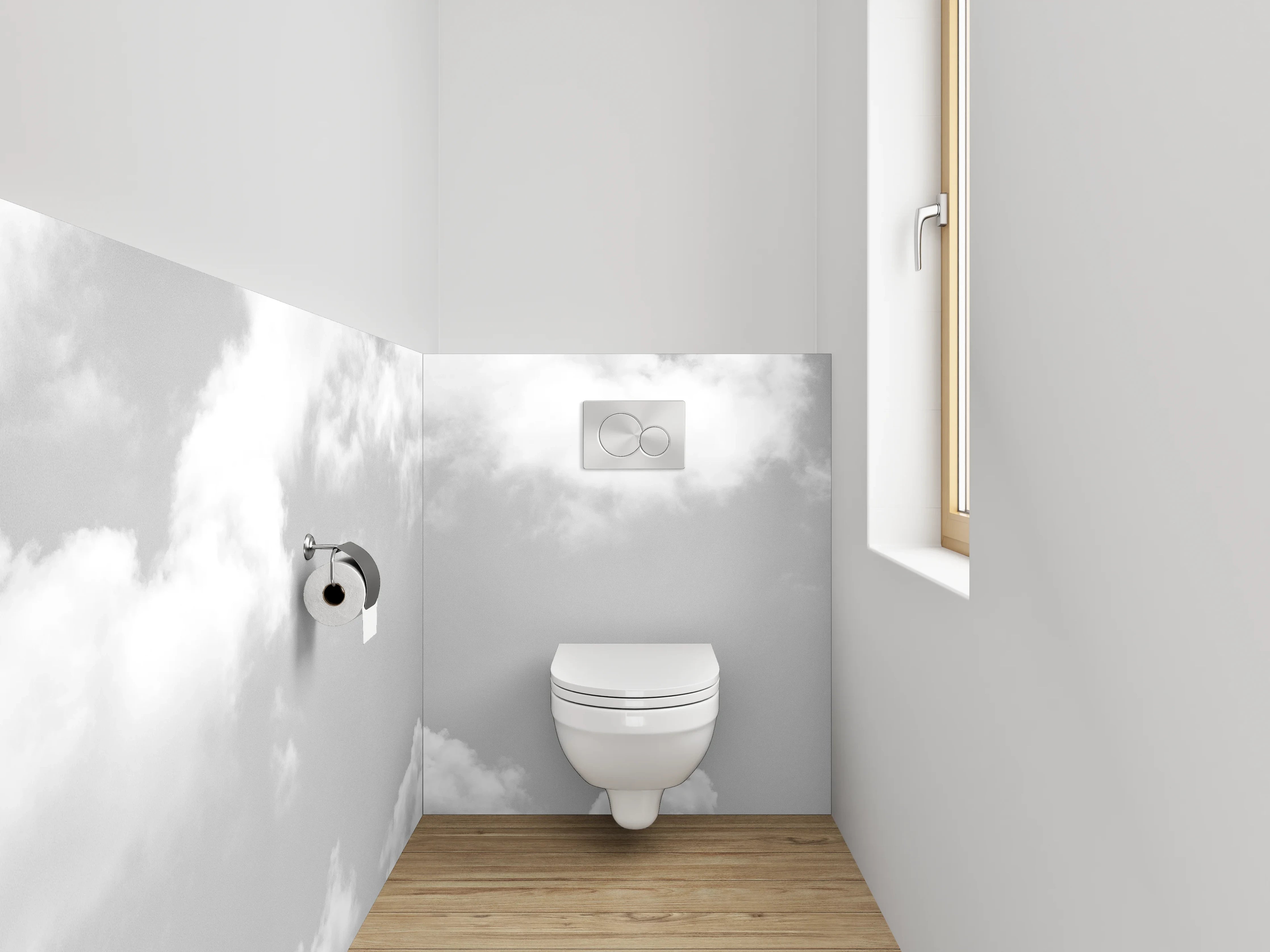 WC-Rückwand - Minimalistischer Himmel über dem Meer – Schwarz-Weiß
