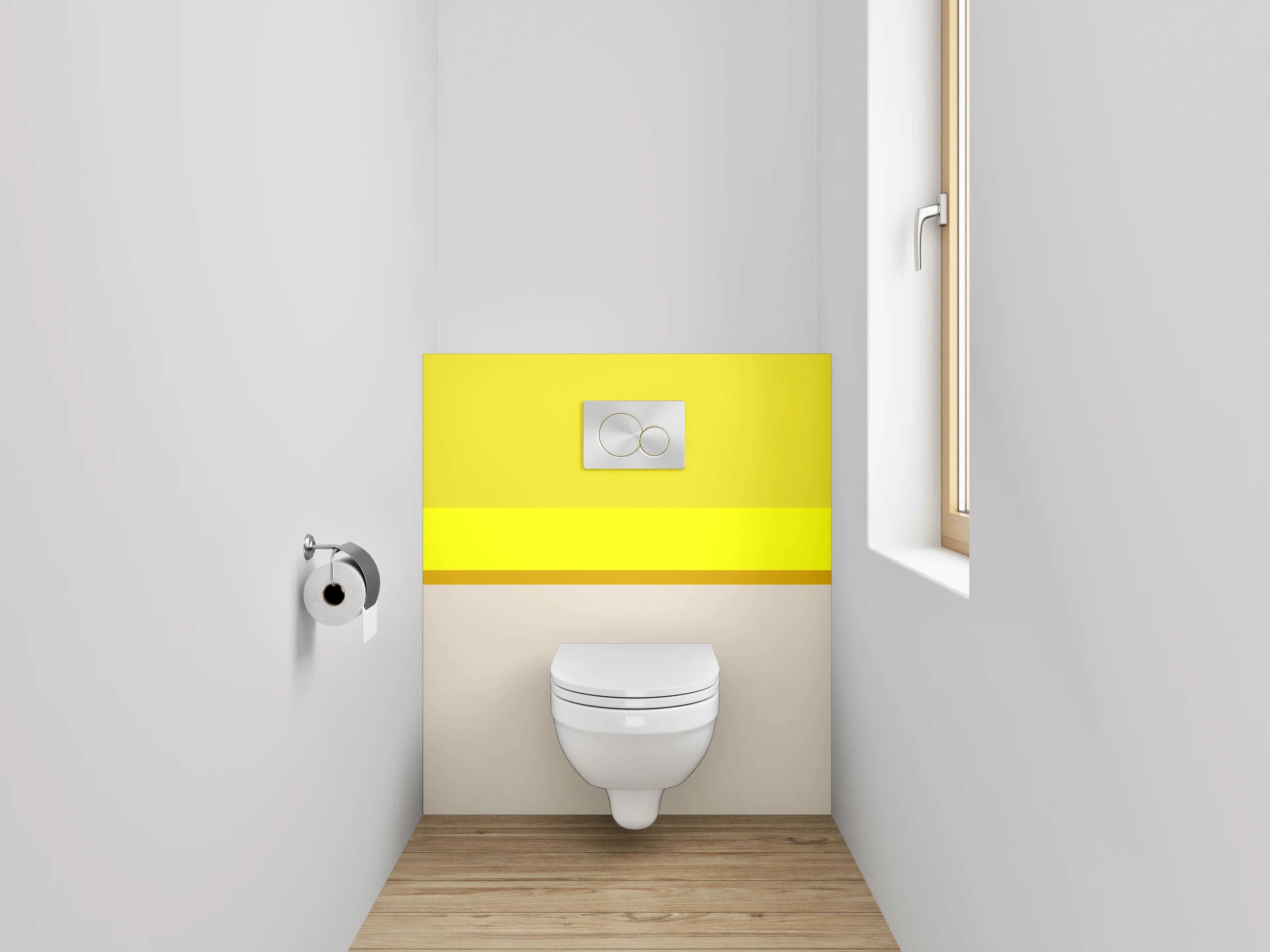 WC-Rückwand - Minimalistisches Farbbalken-Motiv Gelb Beige