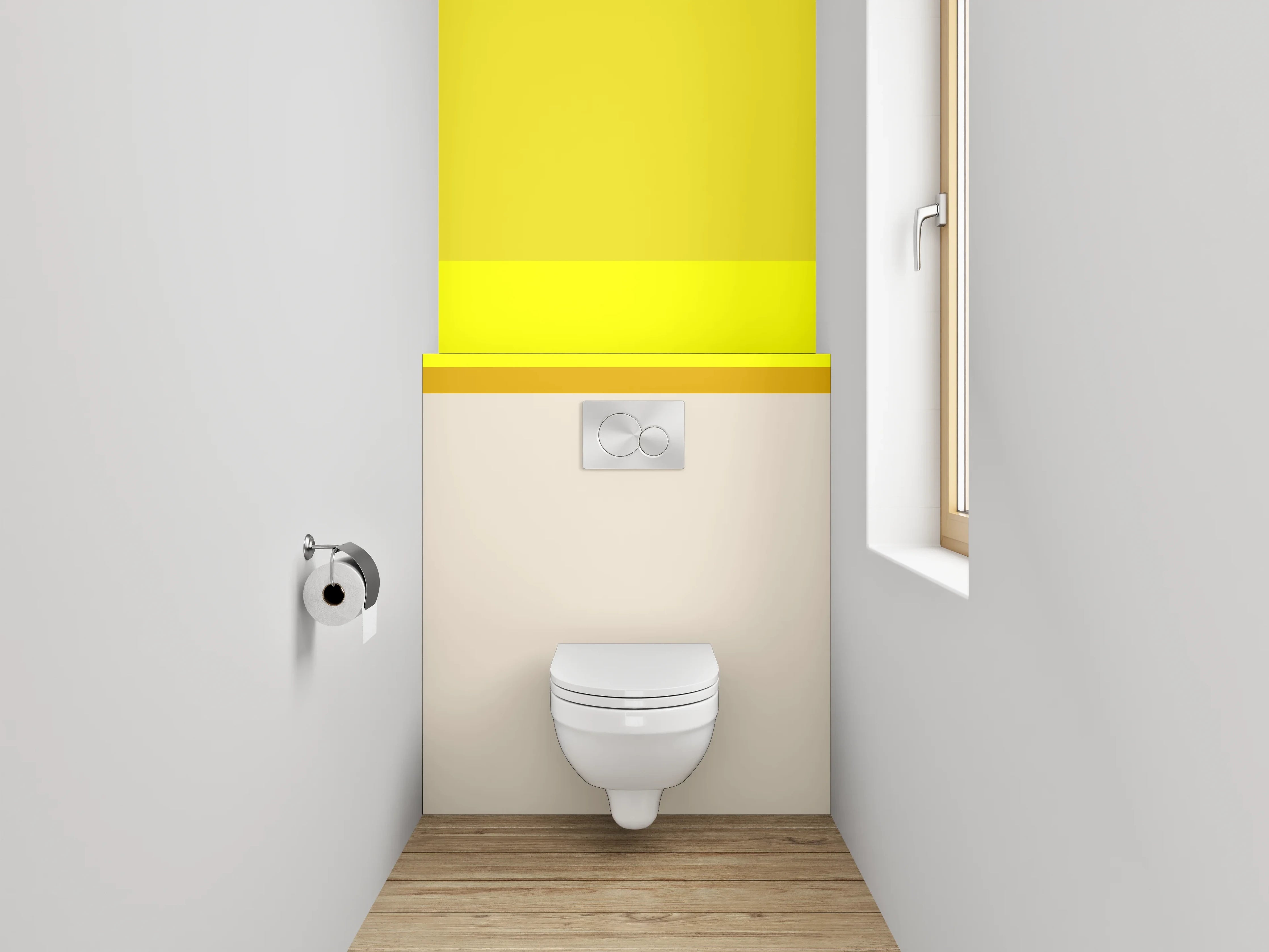 WC-Rückwand - Minimalistisches Farbbalken-Motiv Gelb Beige