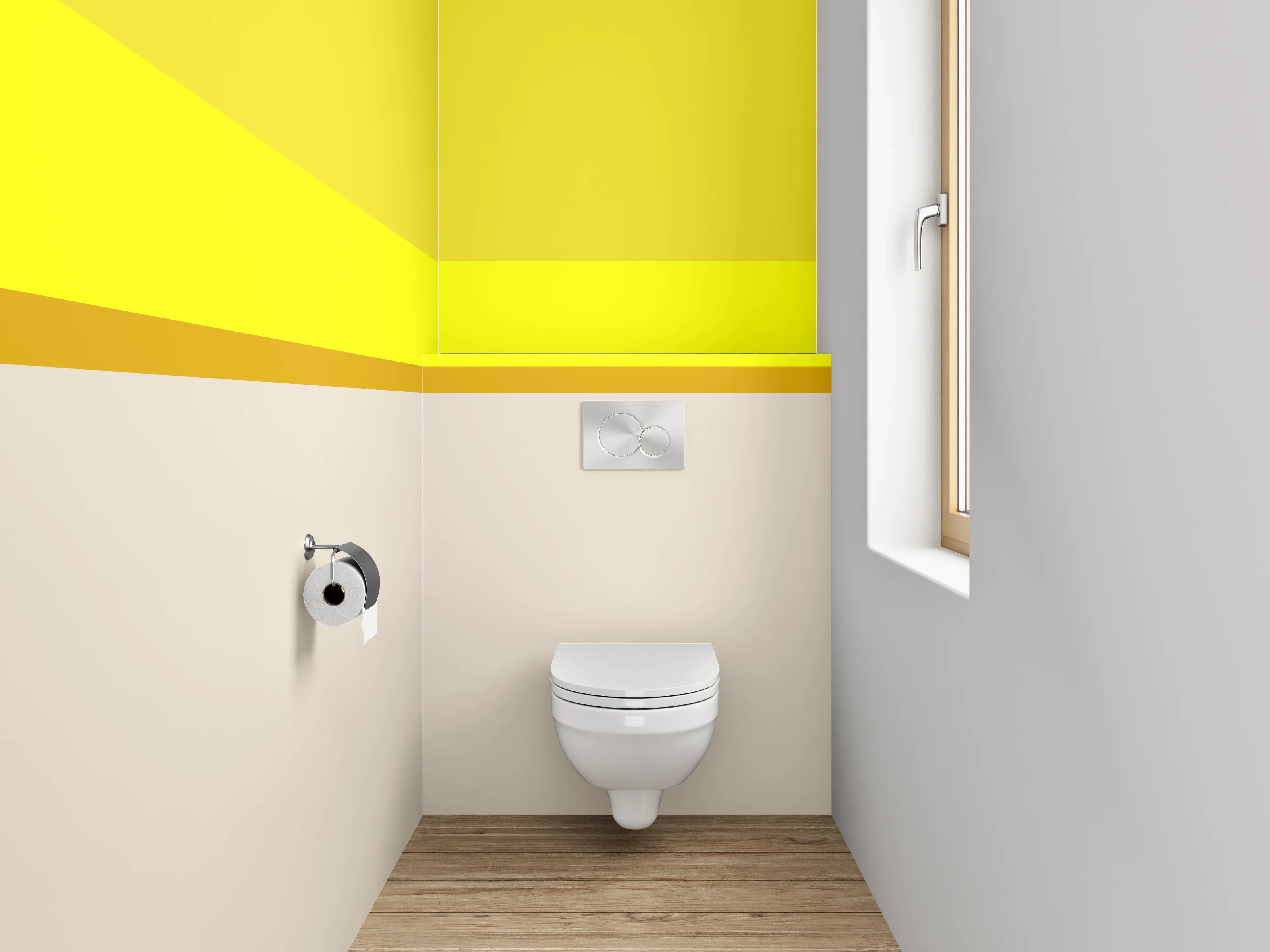 WC-Rückwand - Minimalistisches Farbbalken-Motiv Gelb Beige