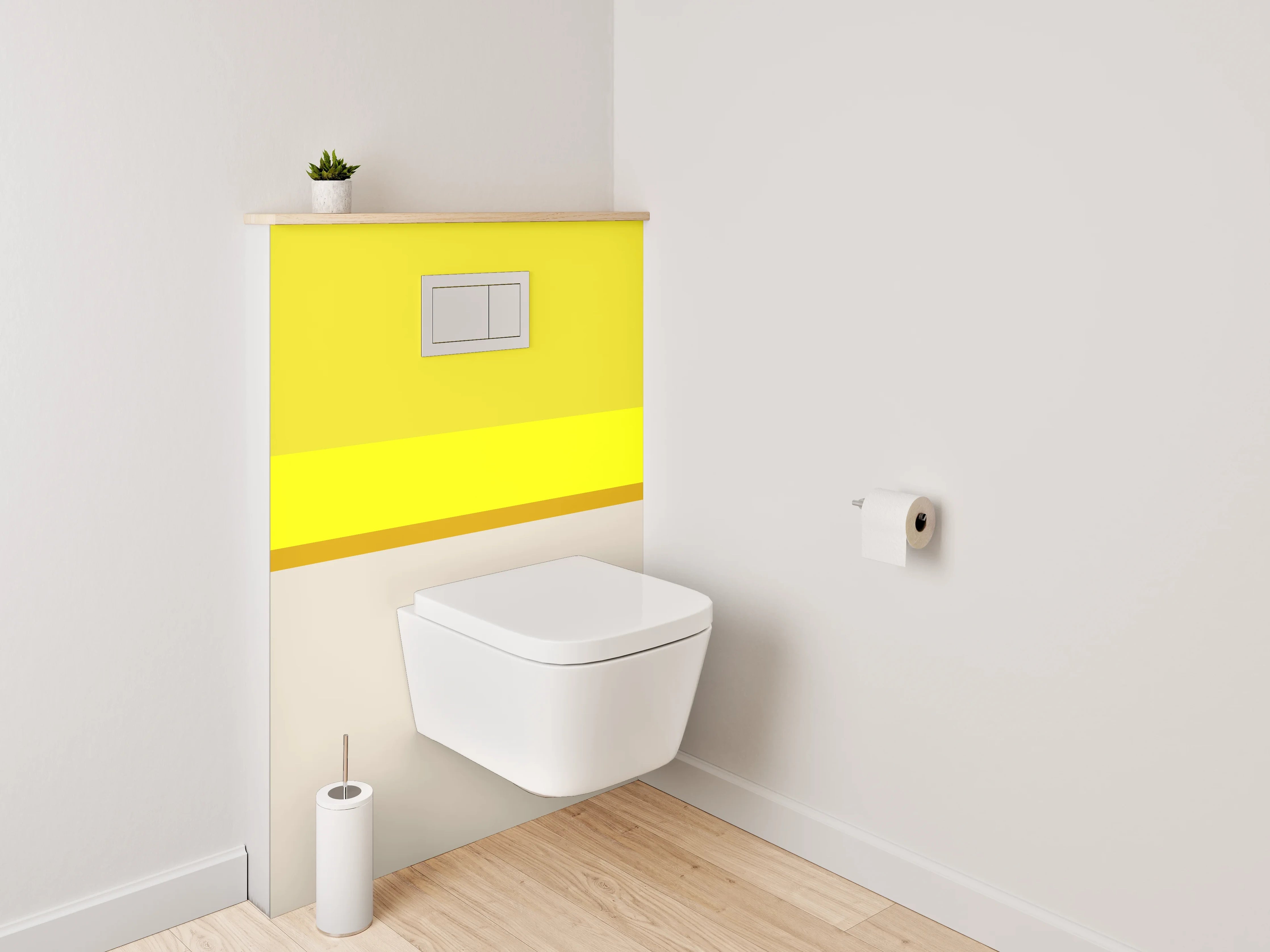 WC-Rückwand - Minimalistisches Farbbalken-Motiv Gelb Beige