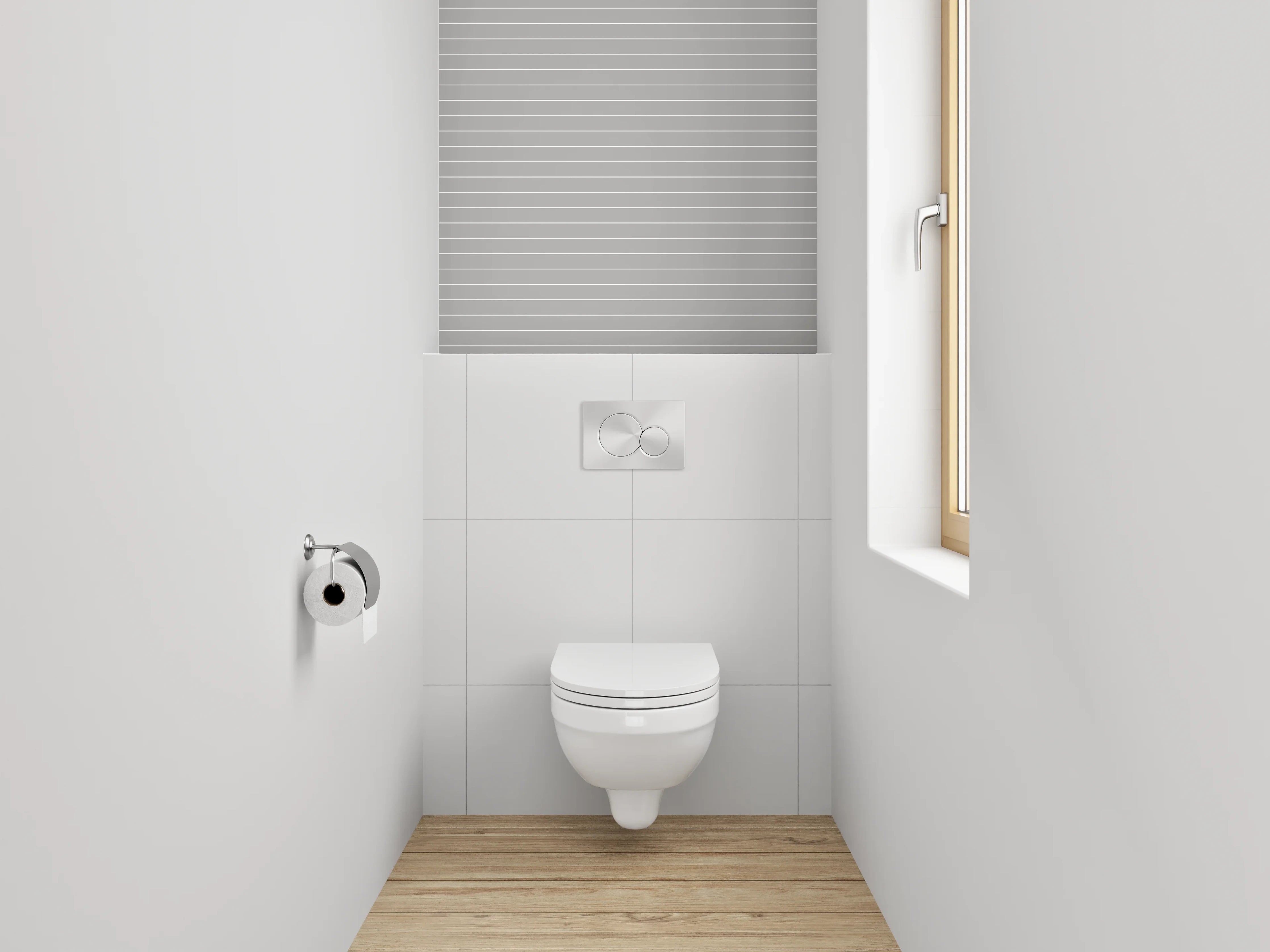 WC-Rückwand - Minimalistisches Linienmuster Grau Weiß