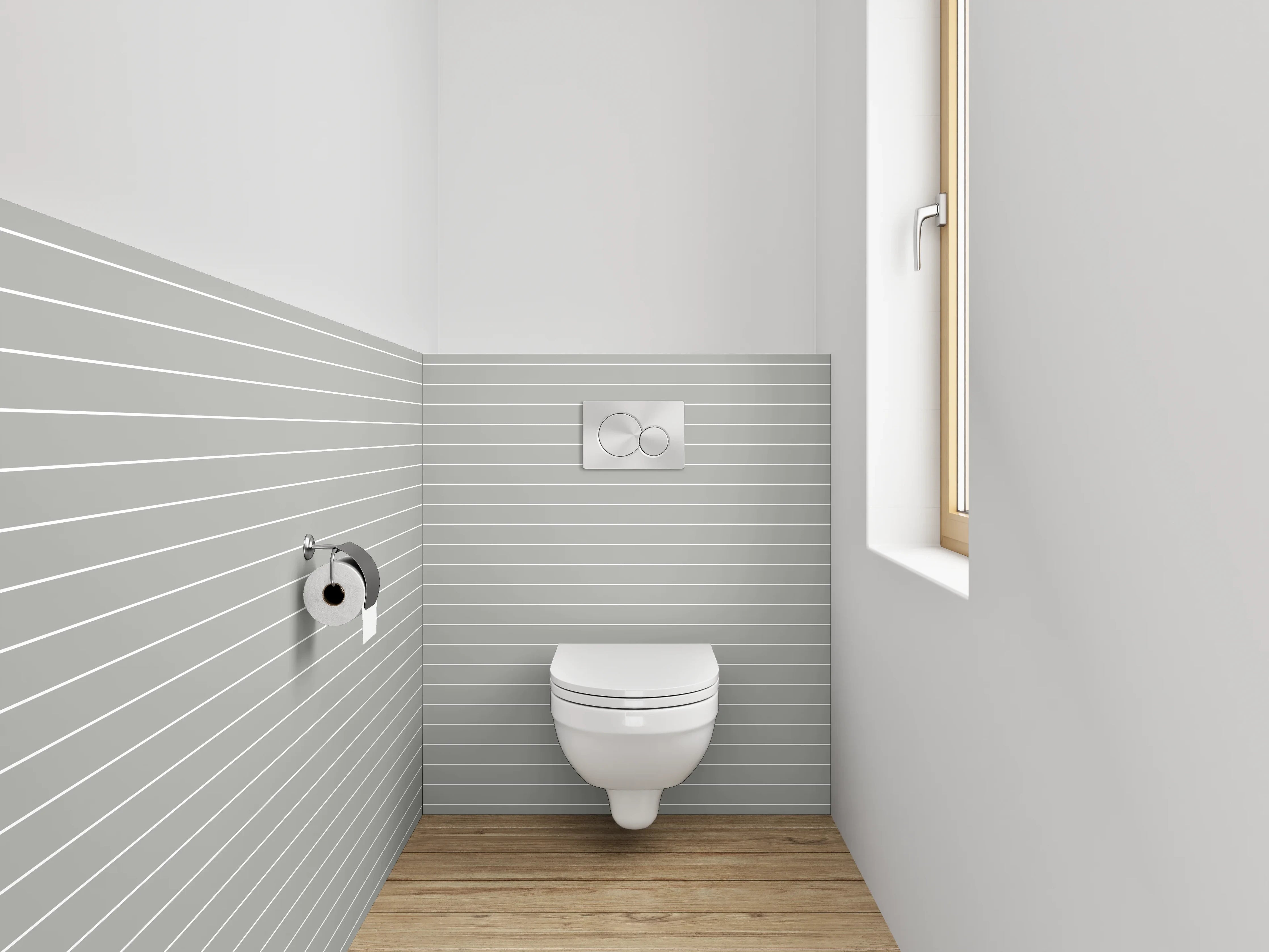 WC-Rückwand - Minimalistisches Linienmuster Grau Weiß