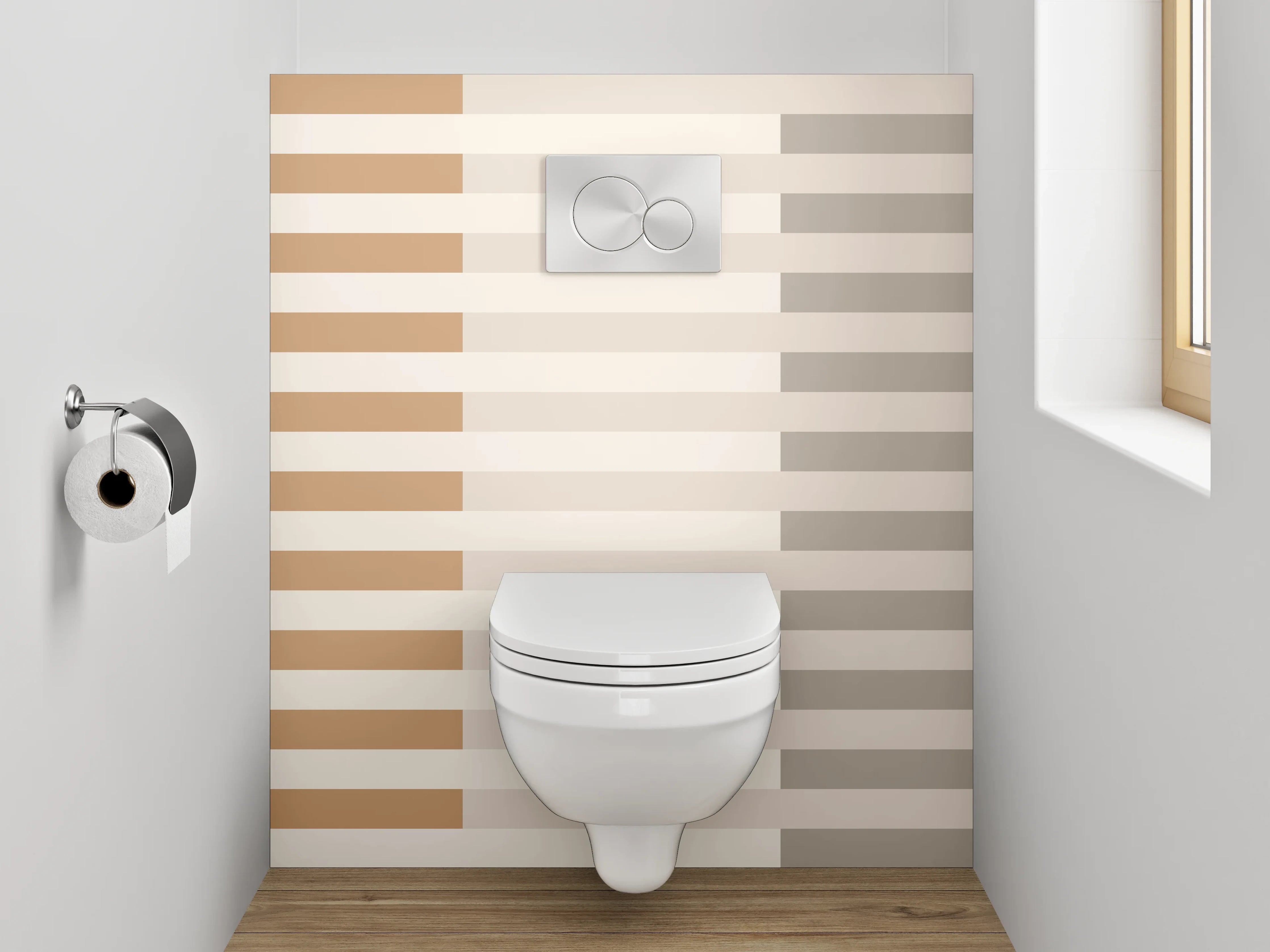 WC-Rückwand - Minimalistisches Streifenmuster Beige Grau