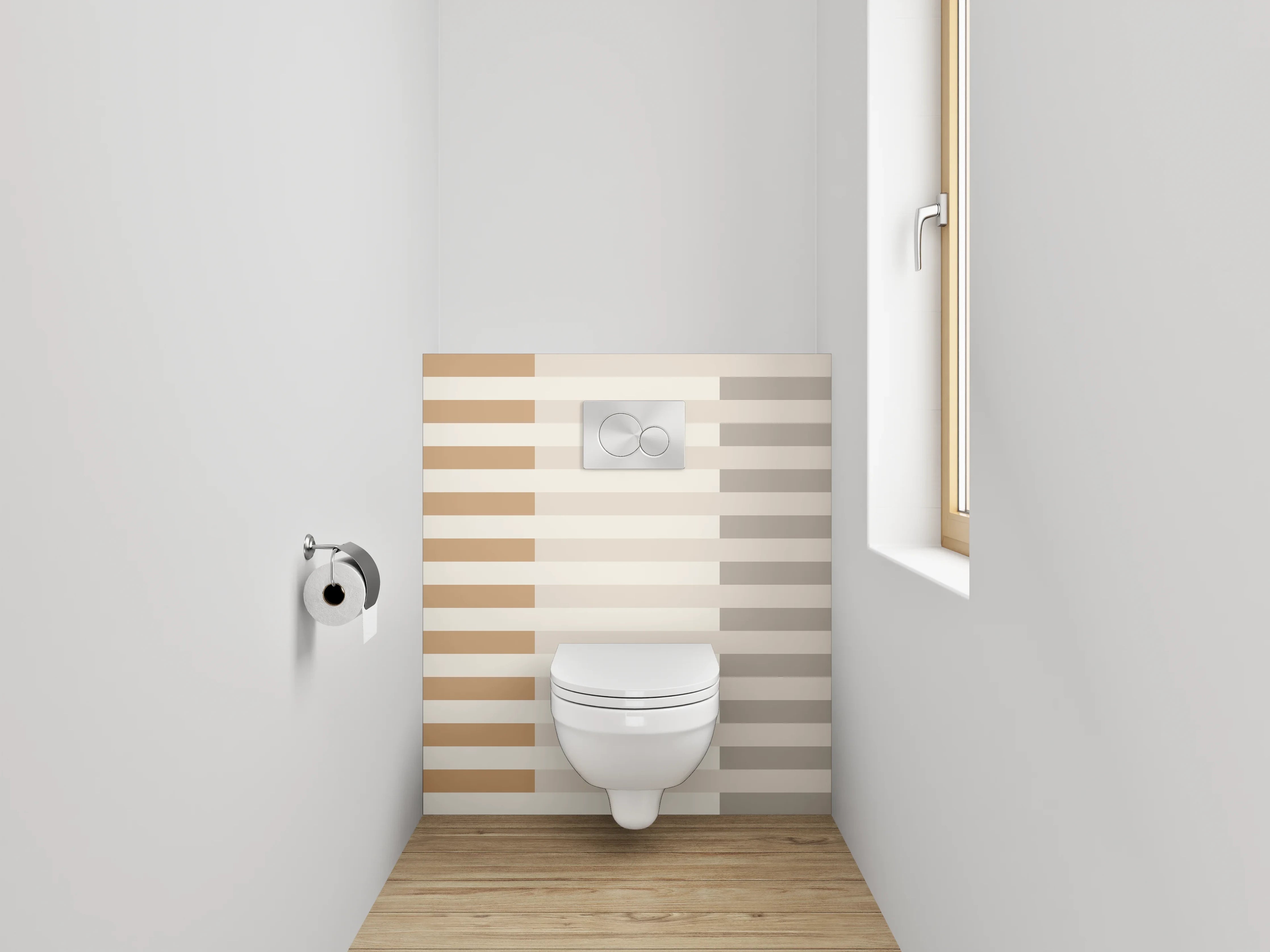 WC-Rückwand - Minimalistisches Streifenmuster Beige Grau