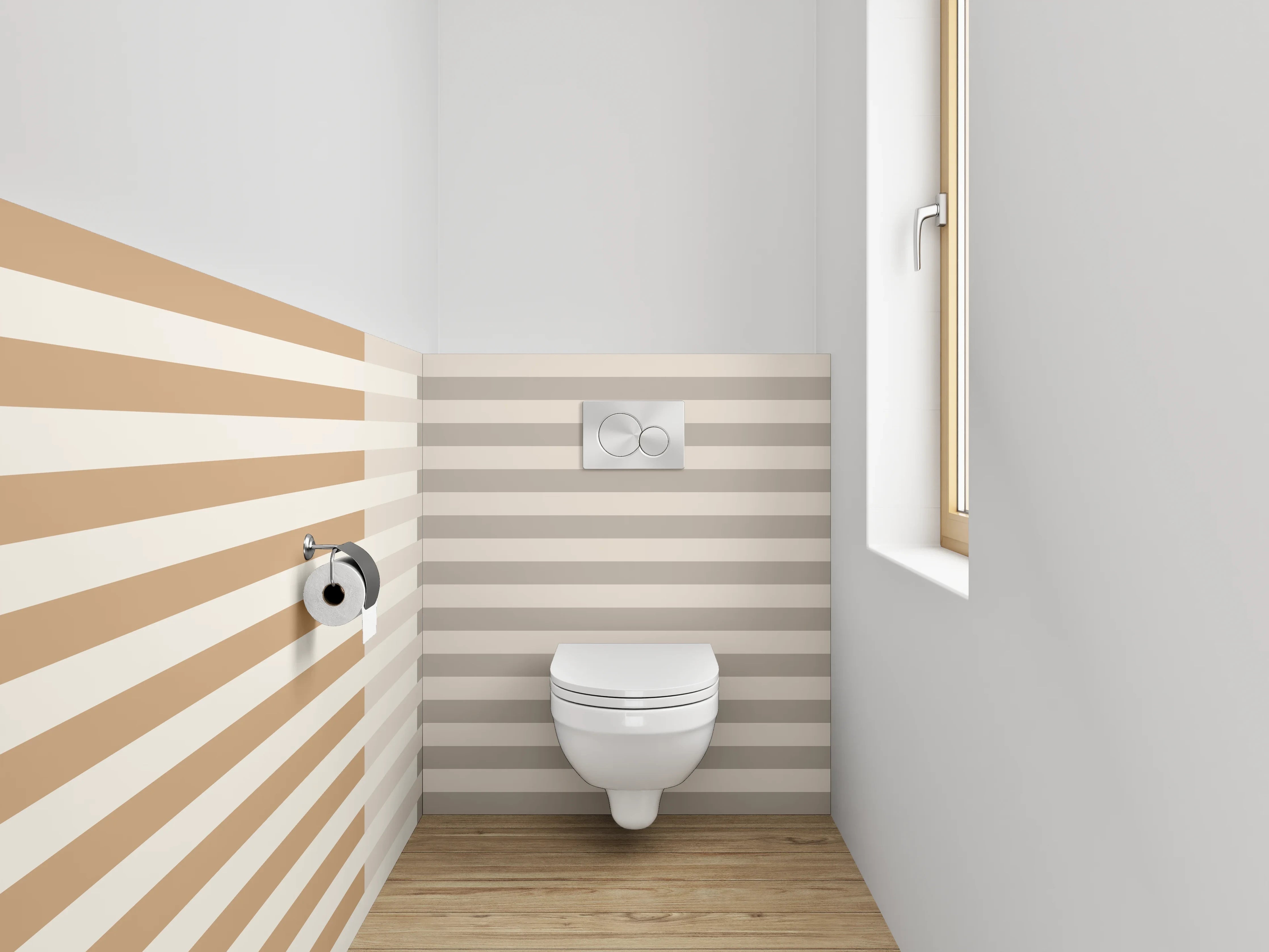 WC-Rückwand - Minimalistisches Streifenmuster Beige Grau