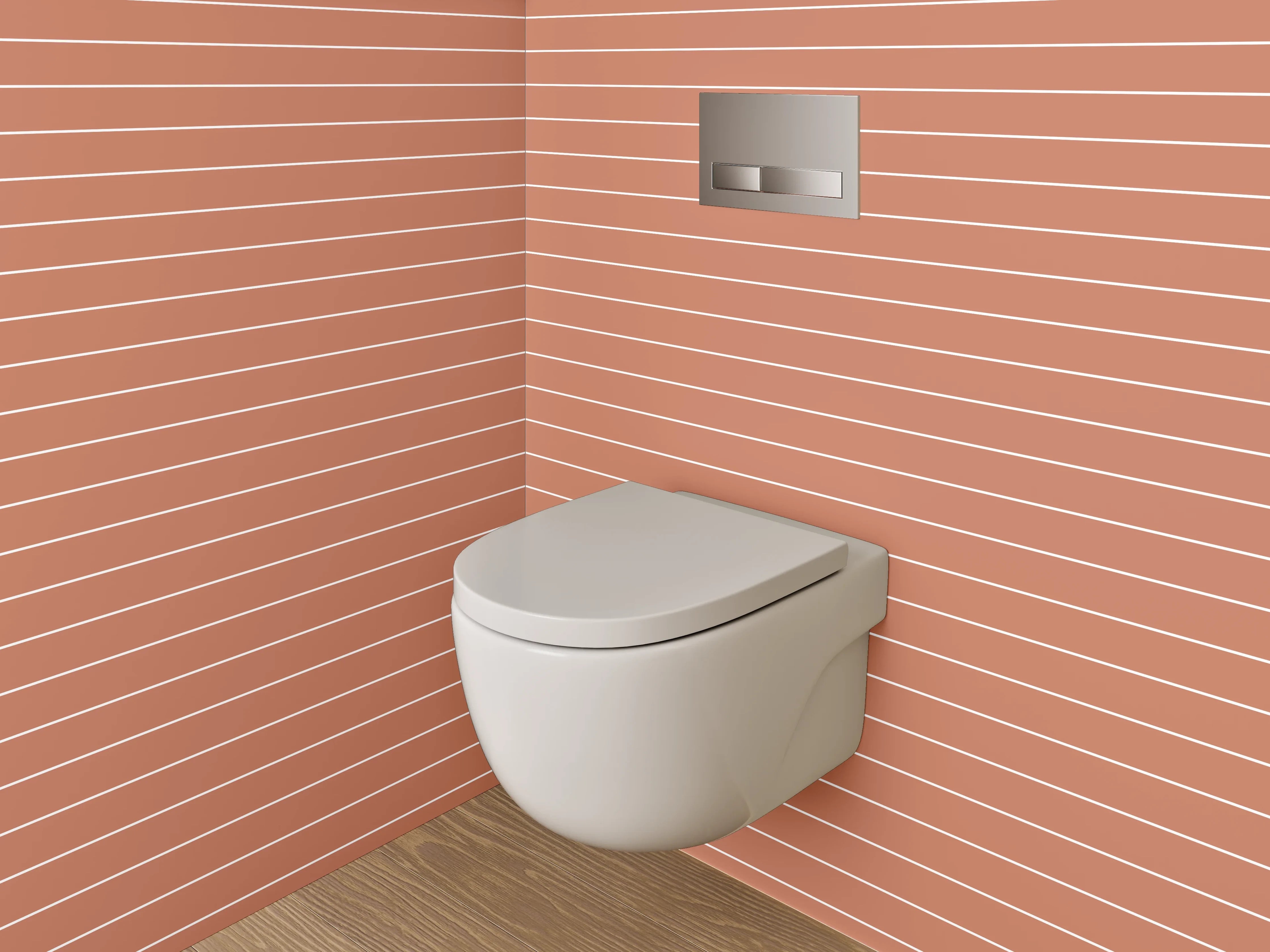 WC-Rückwand - Minimalistisches Streifenmuster in Terrakotta