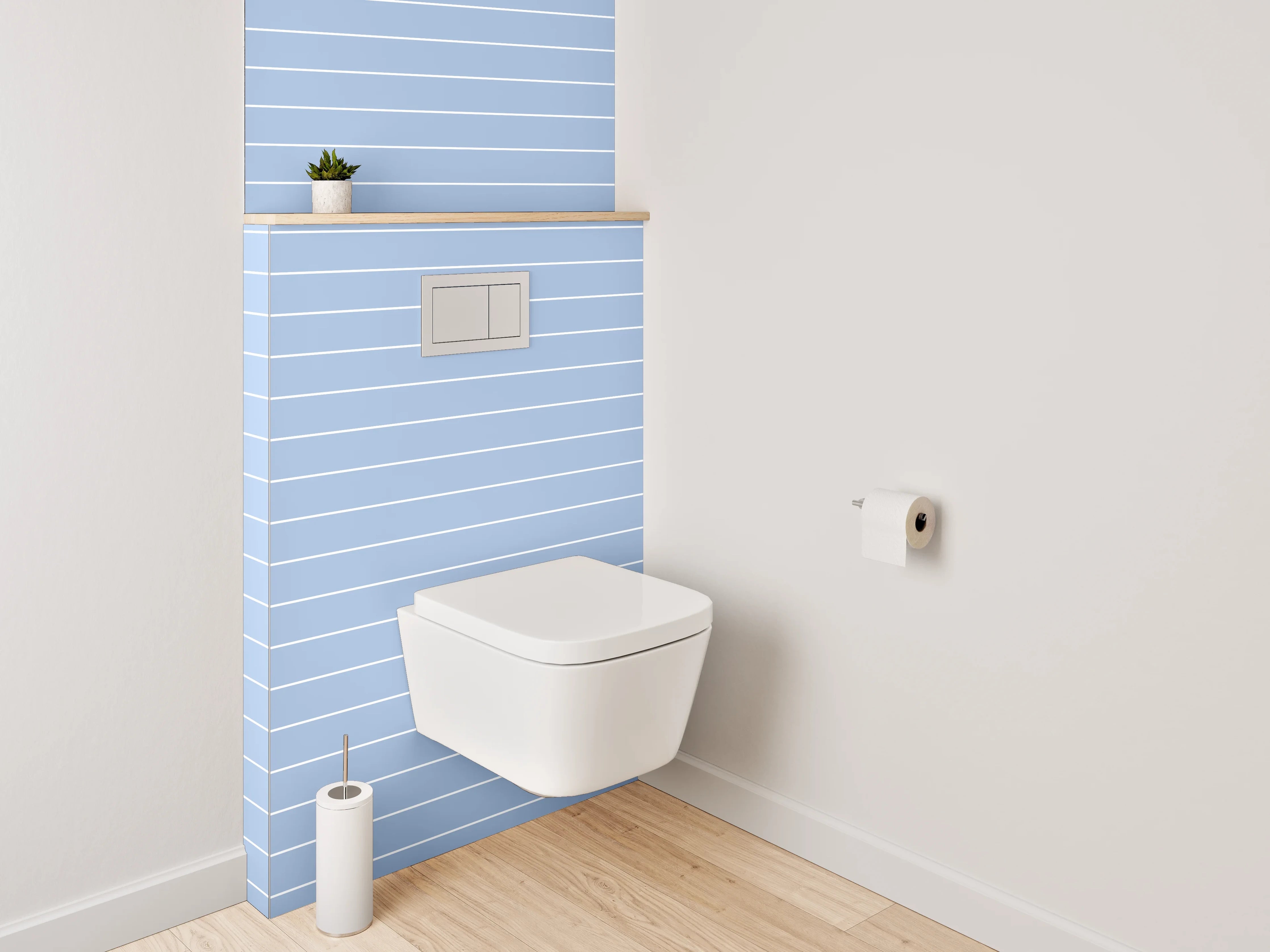 WC-Rückwand - Minimalistisches hellblaues Streifenmuster