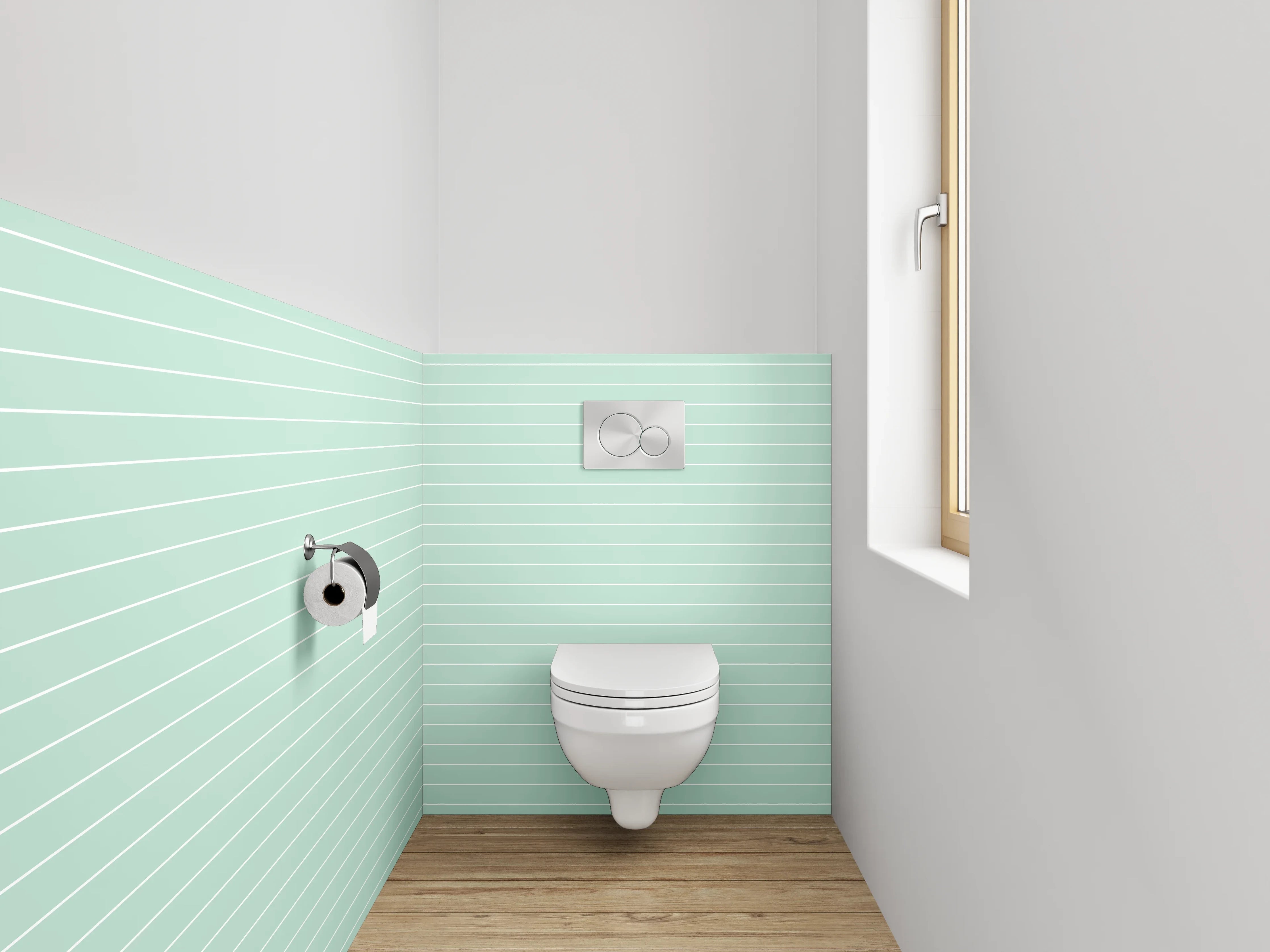 WC-Rückwand - Mintgrüne Linien Muster Motiv