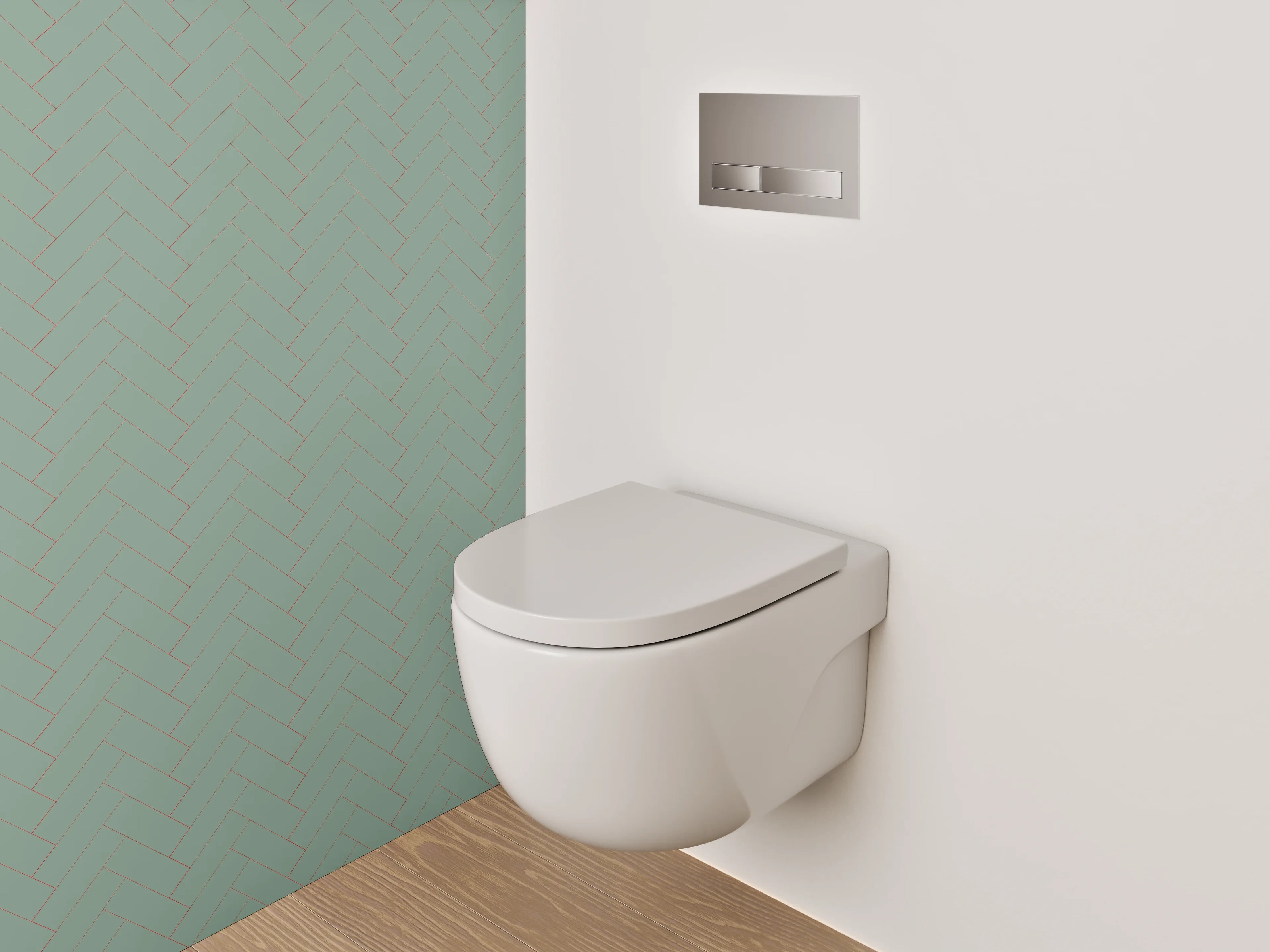 WC-Rückwand - Mintgrünes Fischgrät-Muster Minimalistisch