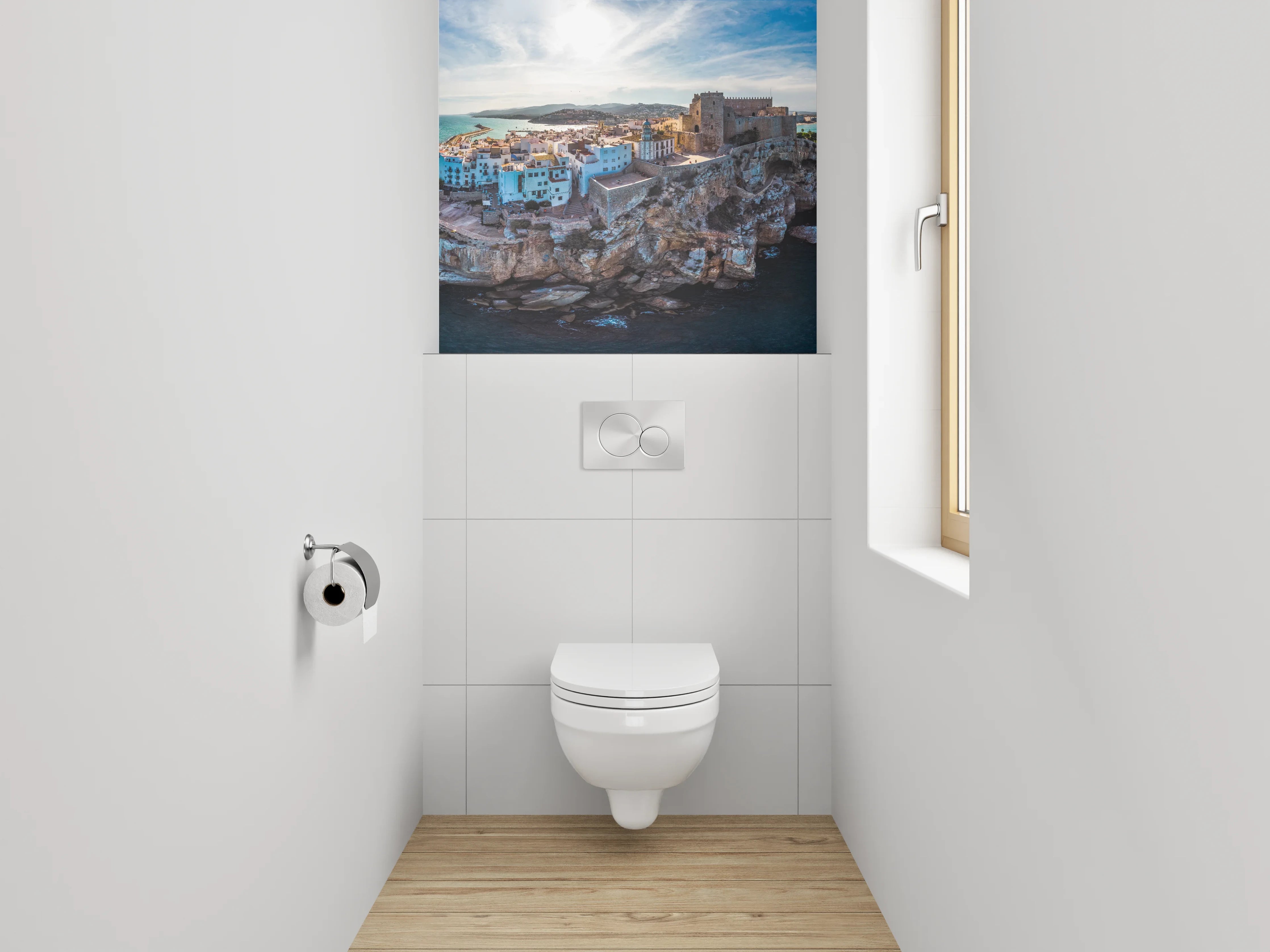WC-Rückwand - Mittelalterliche Felsenstadt am Meer